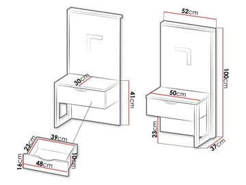 MIRJAN24 Nachttisch Arden O (2er-Set, mit Schublade), 52x37x100 cm, Schwarz Füße