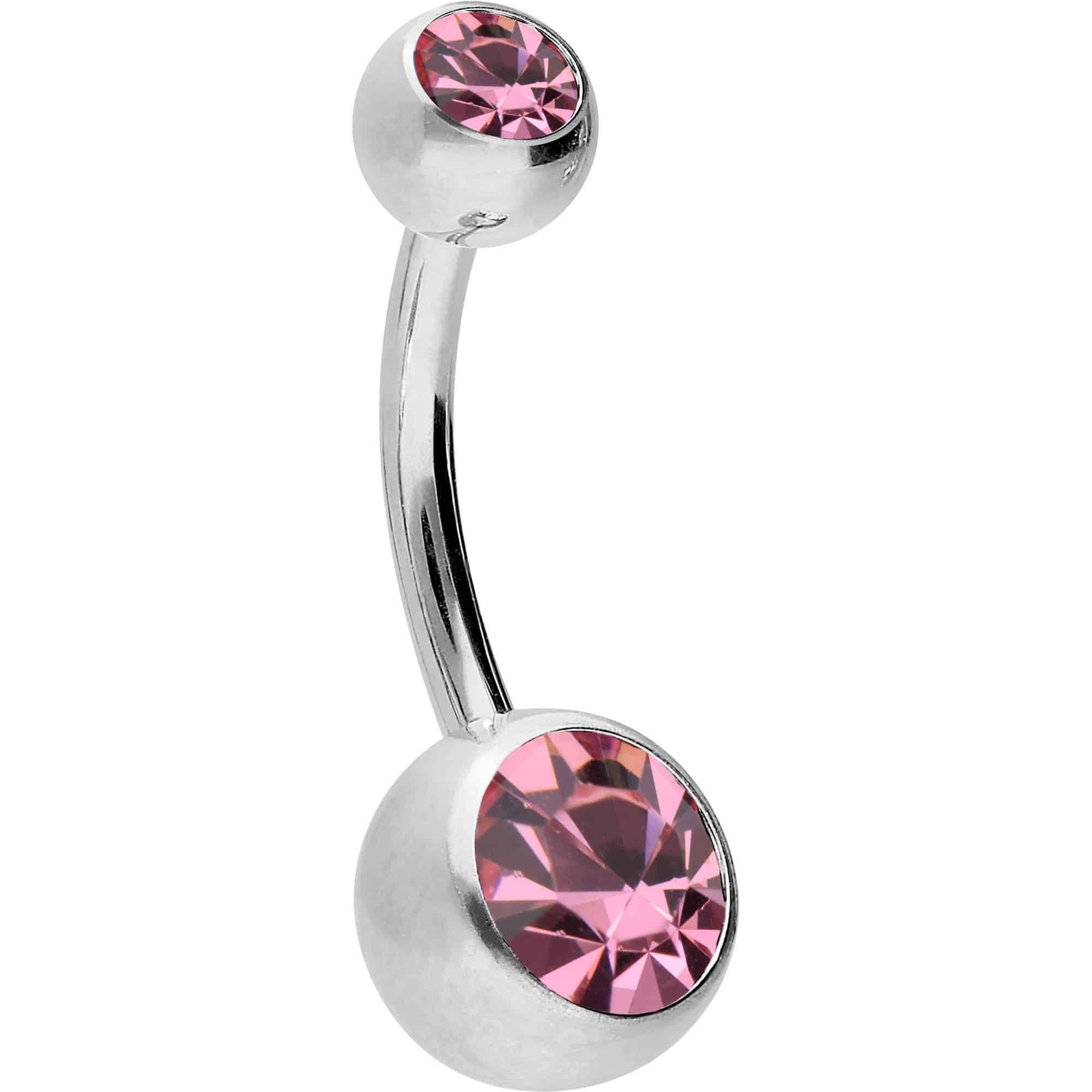 PIERCINGLINE Bauchnabelpiercing Titan Bananabell ZWEI KRISTALLE (Bananabells, 1-tlg)