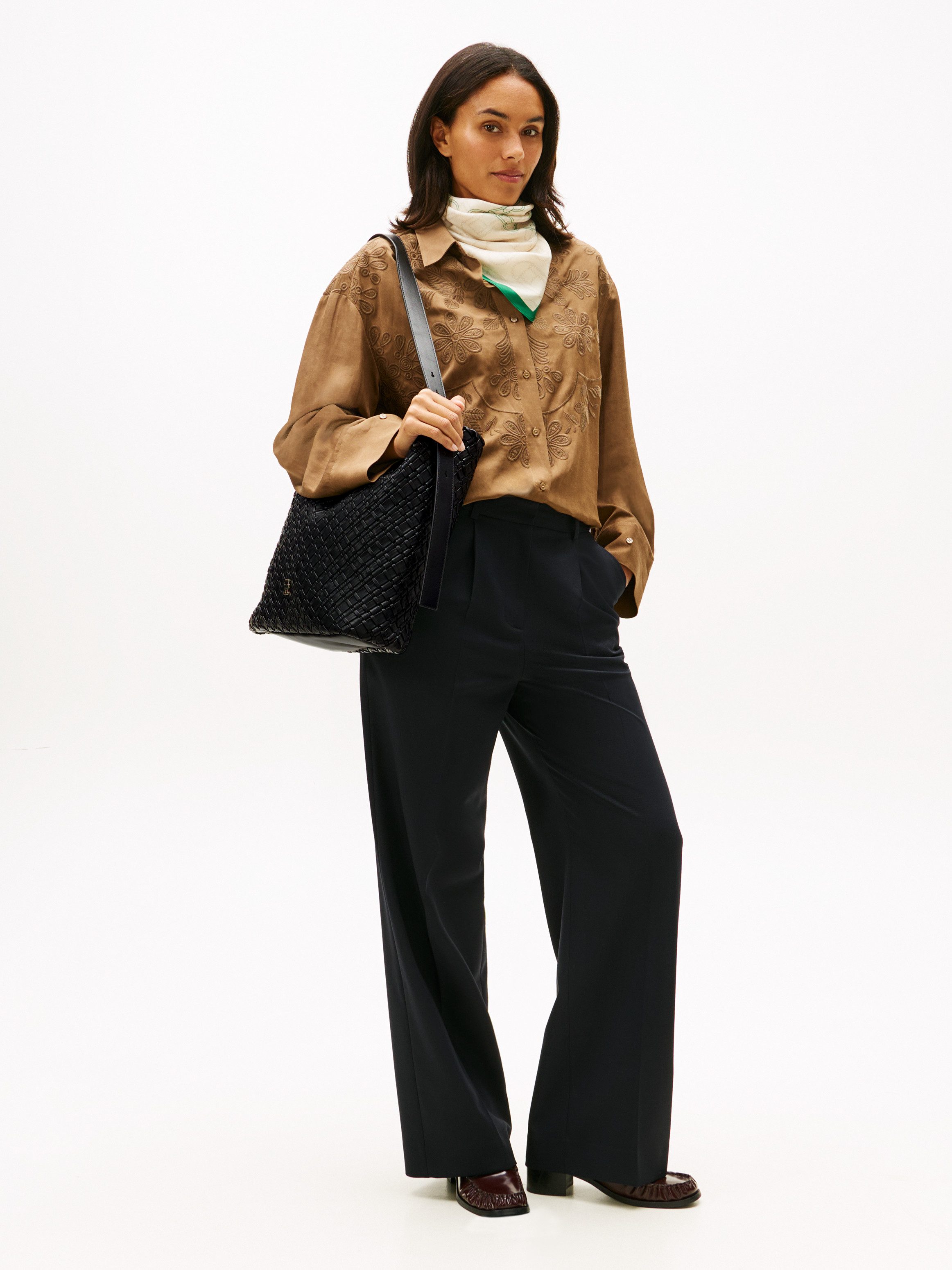 Tommy Hilfiger Tragetasche TH BRAIDED MAXI HOBO, Damen Umhängetasche, Schultertasche mit TH-Logo