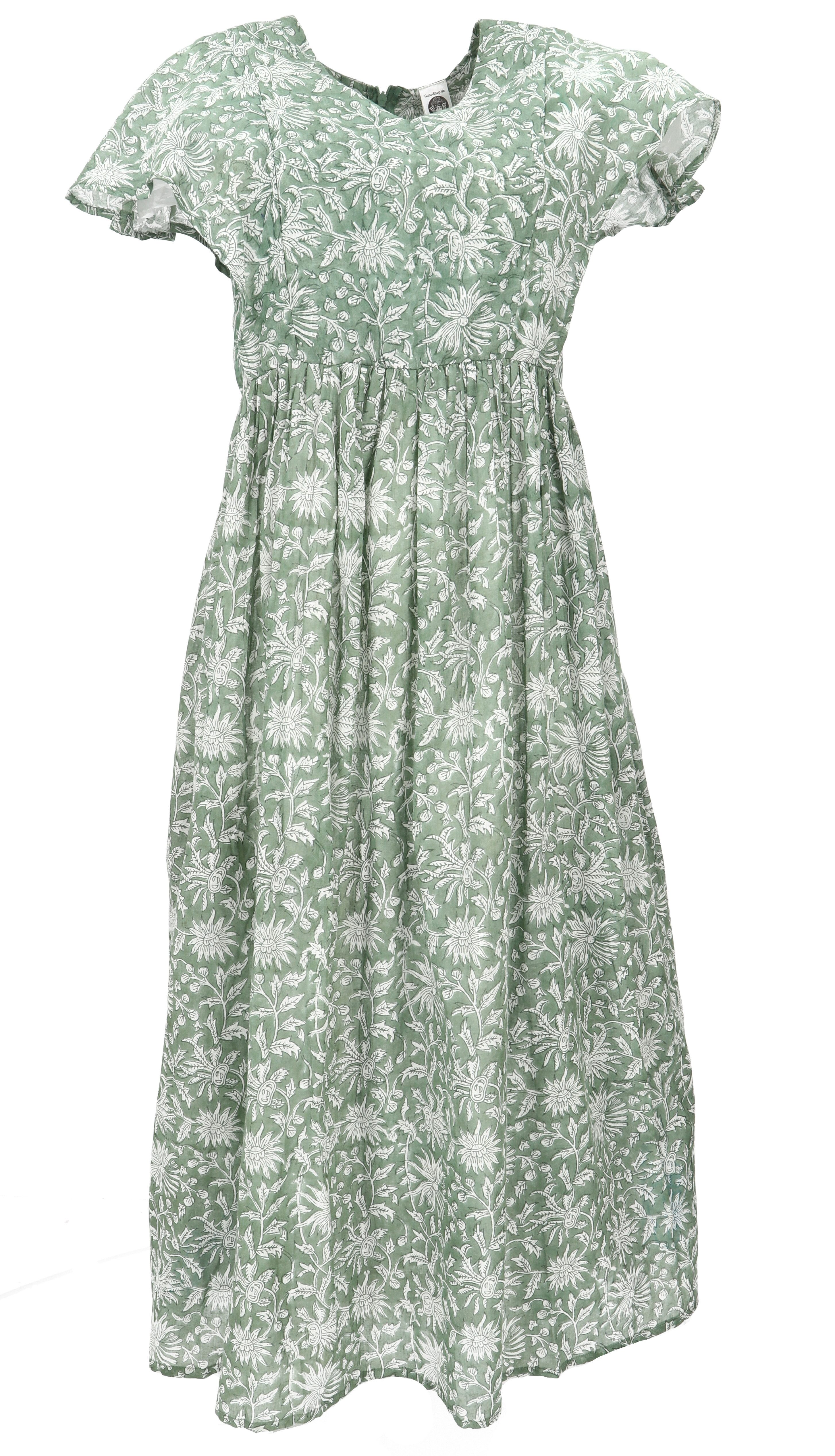 Guru-Shop Midikleid Luftiges Boho Sommerkleid, handbedrucktes.. alternative Bekleidung