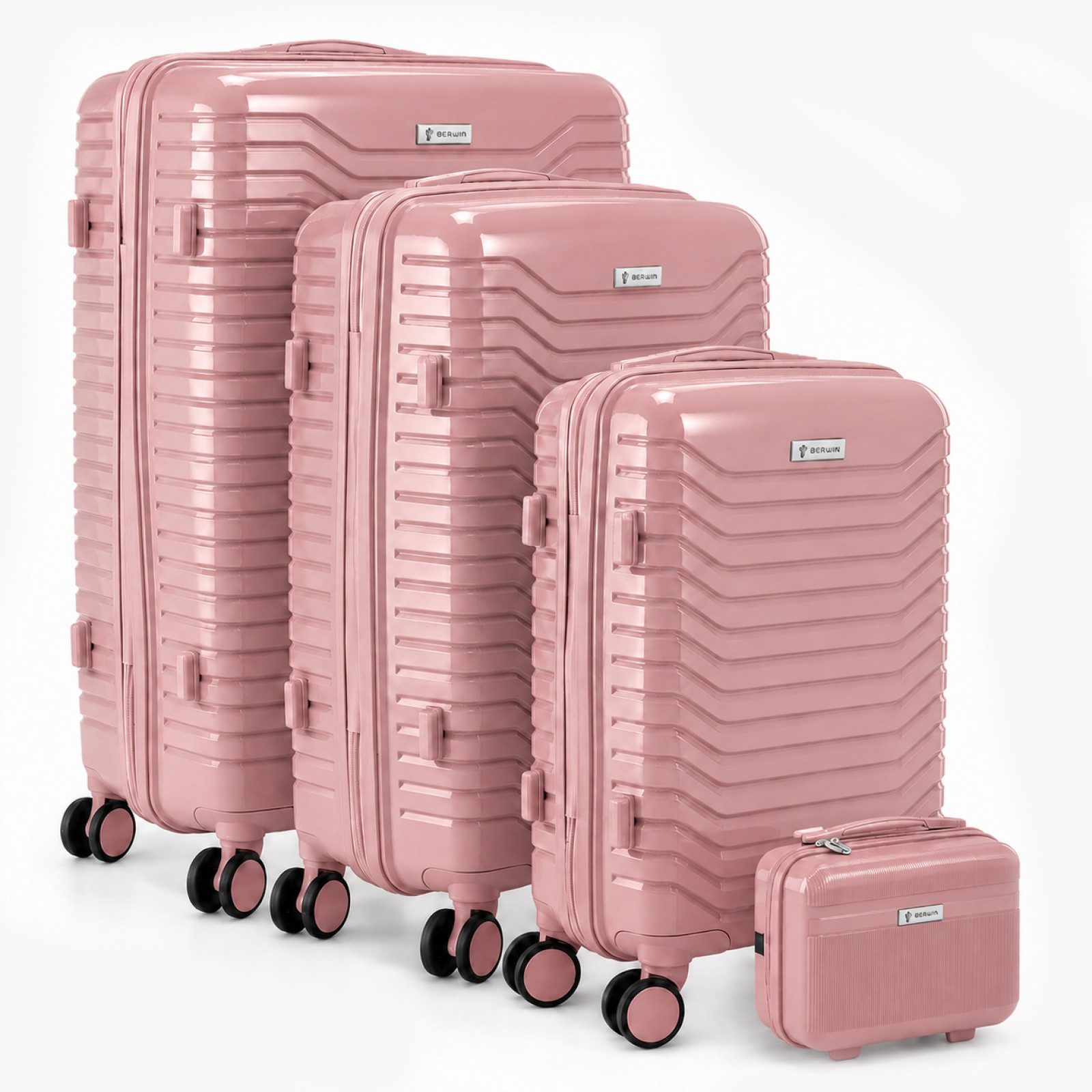 Berwin Trolleyset mit Beautycase Modell Calma Dusty Rose, 4 Rollen, (Set, 4 tlg., MS-19791)