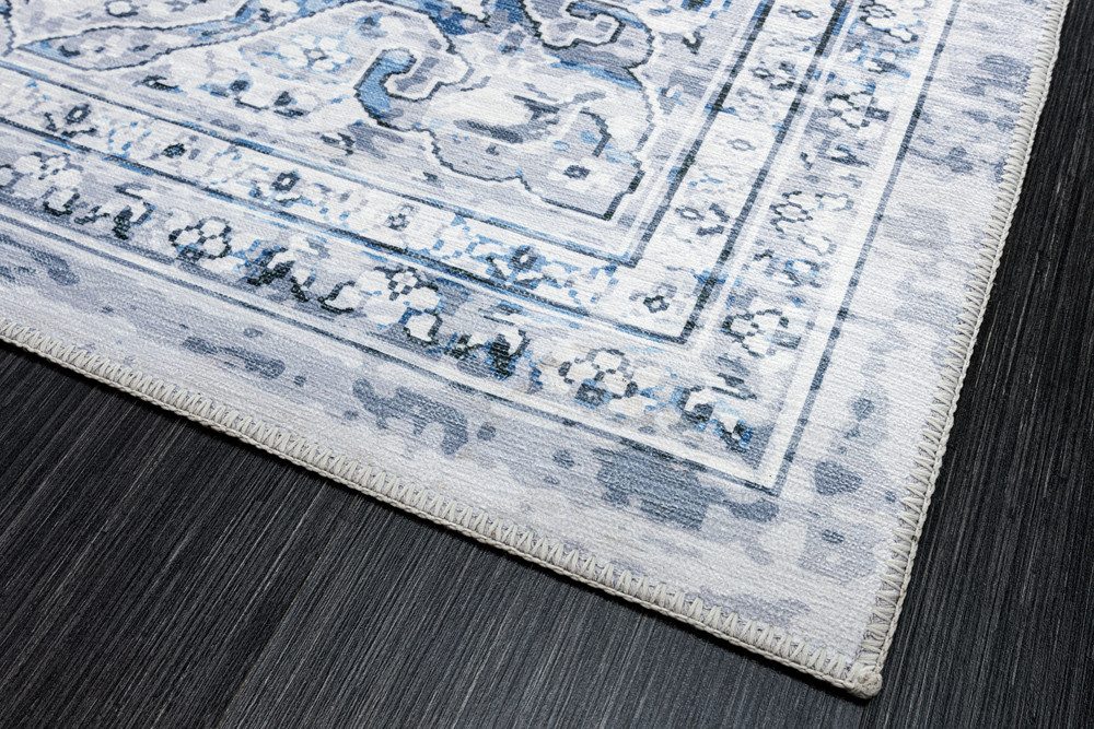 riess-ambiente Designteppich OLD MARRAKESCH 230x160cm grau blau · orientalischer Kurzflor-Teppich, rechteckig, Höhe: 8 mm, Wohnzimmer · Fußbodenheizung-geeignet · Indoor · pflegeleicht