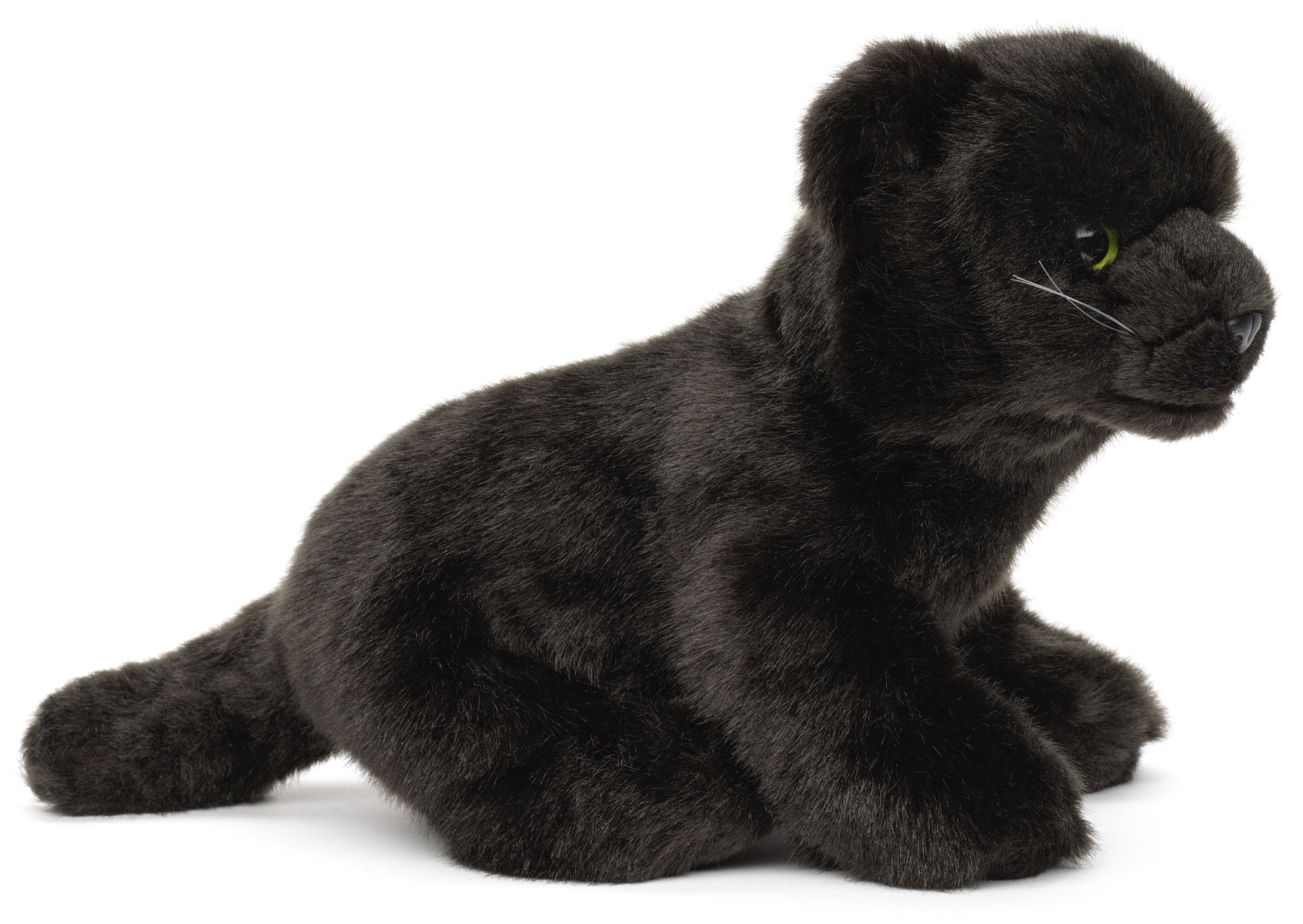 Uni-Toys Kuscheltier Schwarzer Panther Baby, sitzend - 25 cm (Länge) - Plüschtier, zu 100 % recyceltes Füllmaterial