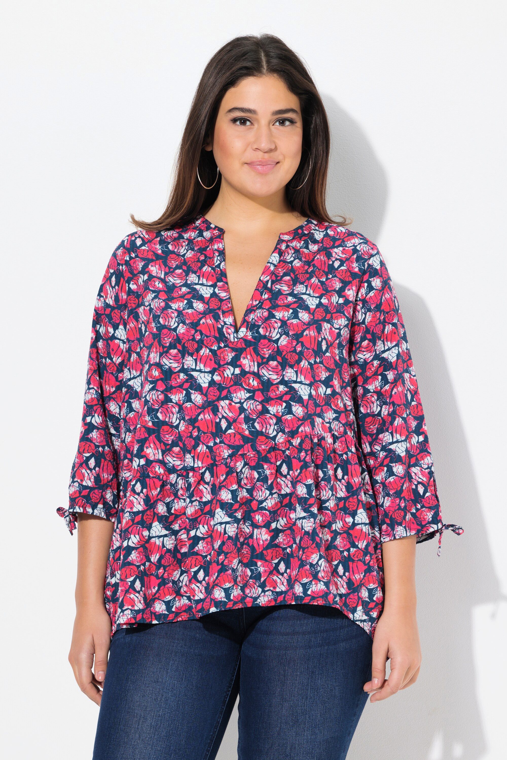 Ulla Popken Tunika Bluse Fische A-Linie günstig online kaufen