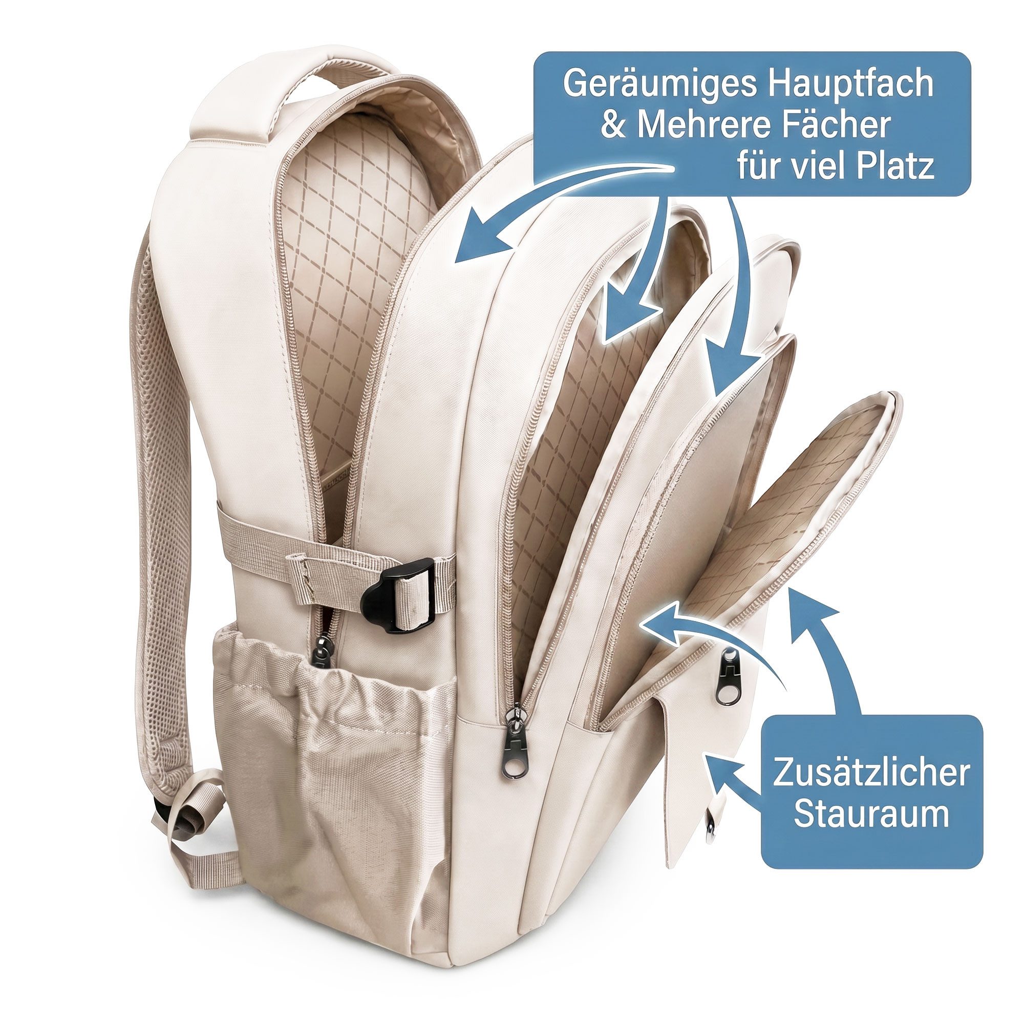 HELLSER Laptoprucksack Unisex Cityrucksack für 15,6 Zoll – Kompakt & Modern 43x28x18cm, für Schule, Uni, Alltag & als Handgepäck – versteckte Tasche hinten