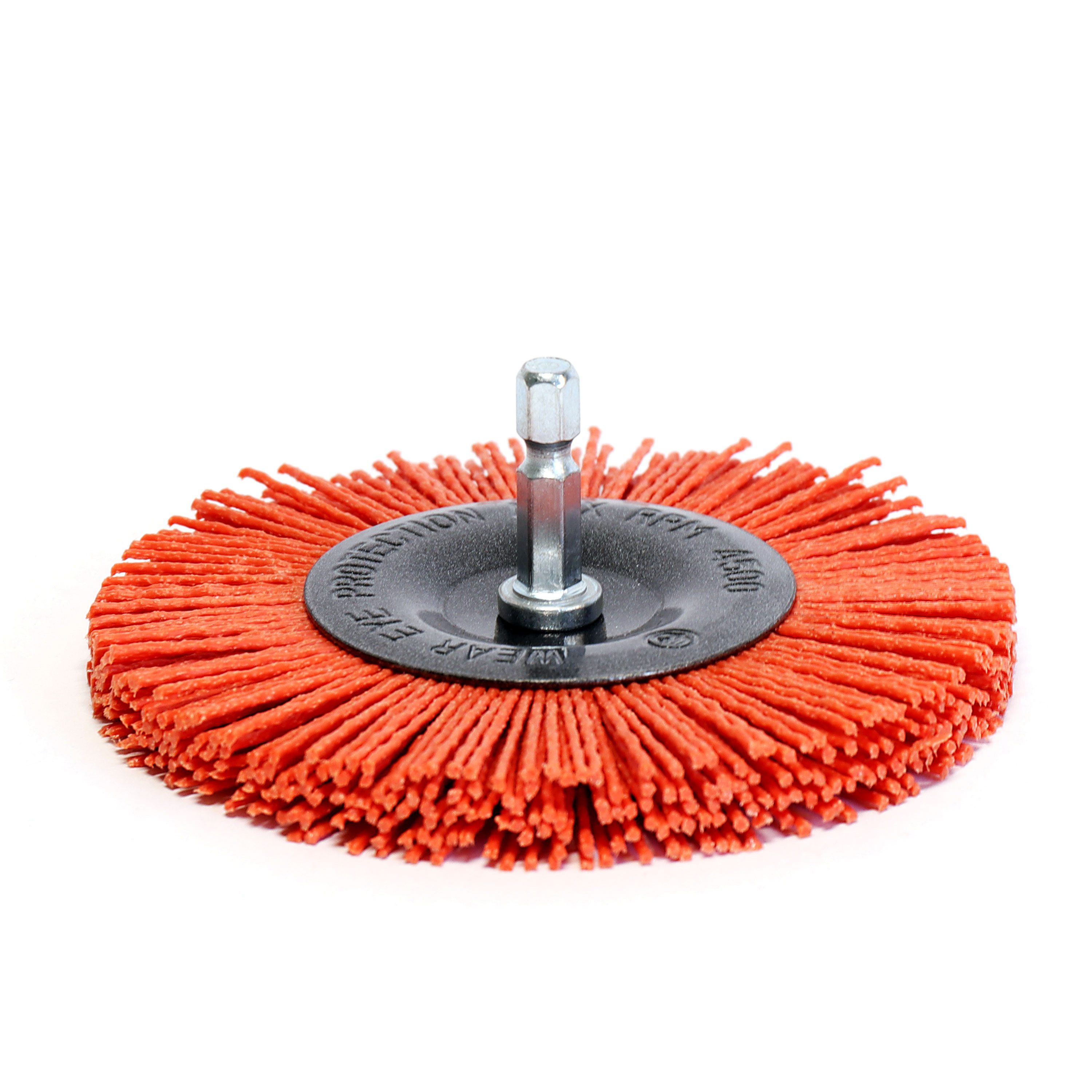 S&R Reinigungsbürste Nylon-Scheibenbürste Ø 100mm, Sechskant Schaft 1/4" (6,35 mm), (1-tlg), mit grobkörnigem NYLON-DRAHT Nylonbürste aggressiv, Schleifaufsatz