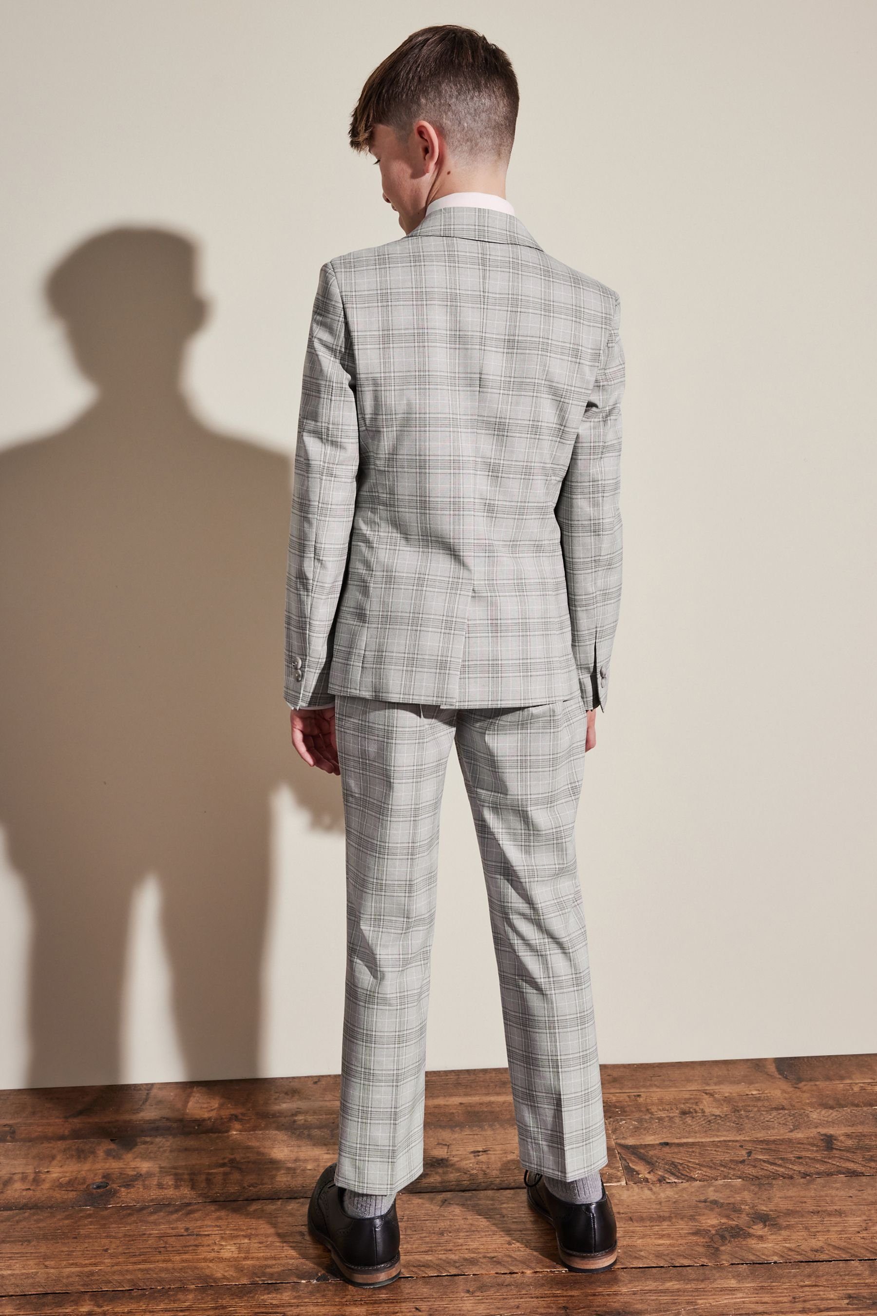 Anzug-Sakko Check Fit Next Skinny (1-tlg) Baukastensakko Grey