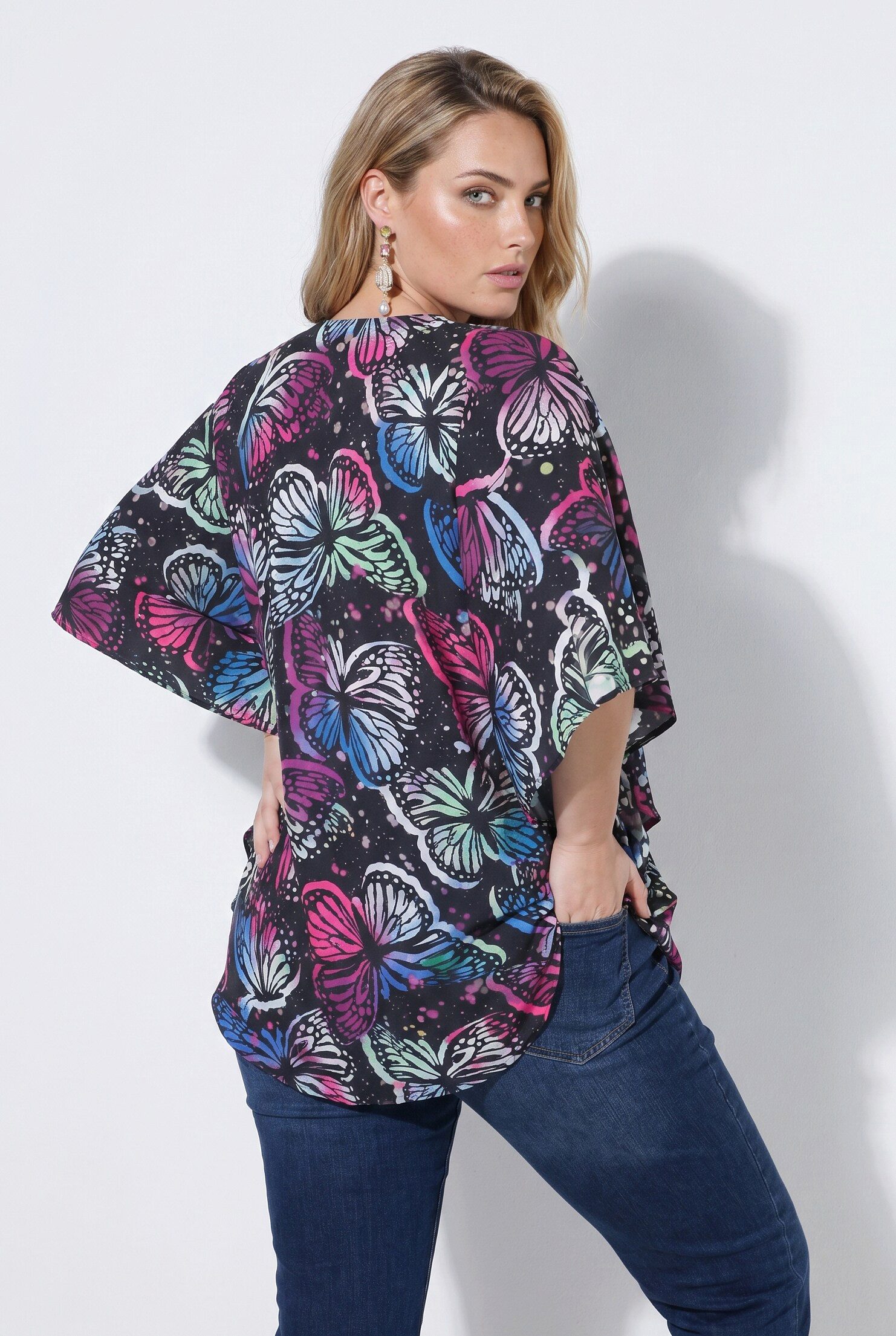 Angel of Style Tunika Blusenkaftan Loose Fit Allovermuster Halbarm