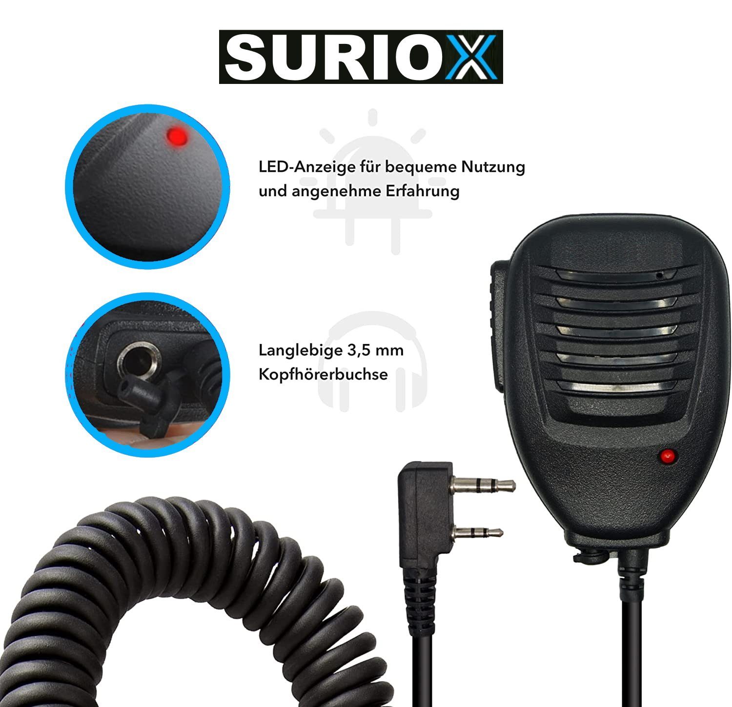 MAVURA Mikrofon SURIOX Mikrofon Lautsprecher Handfunkgerät für BaoFeng,  UV-5R Plus GT-3 UV 82L