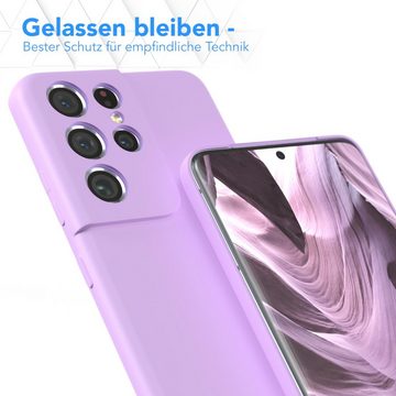 EAZY CASE Handyhülle TPU Hülle für Samsung Galaxy S21 Ultra 5G 6,8 Zoll, Silikon Schutzhülle Kameraschutz kratzfest Back Cover Lavendel Lila