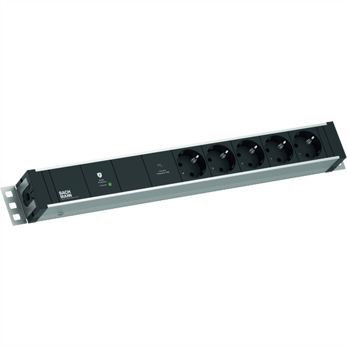 Bachmann 19" 1,5HE 5xCEE7/3 1xGVS-Plus 2,0m CEE7/7 Steckdosenleiste (Kabellänge 2 m), 800.3939