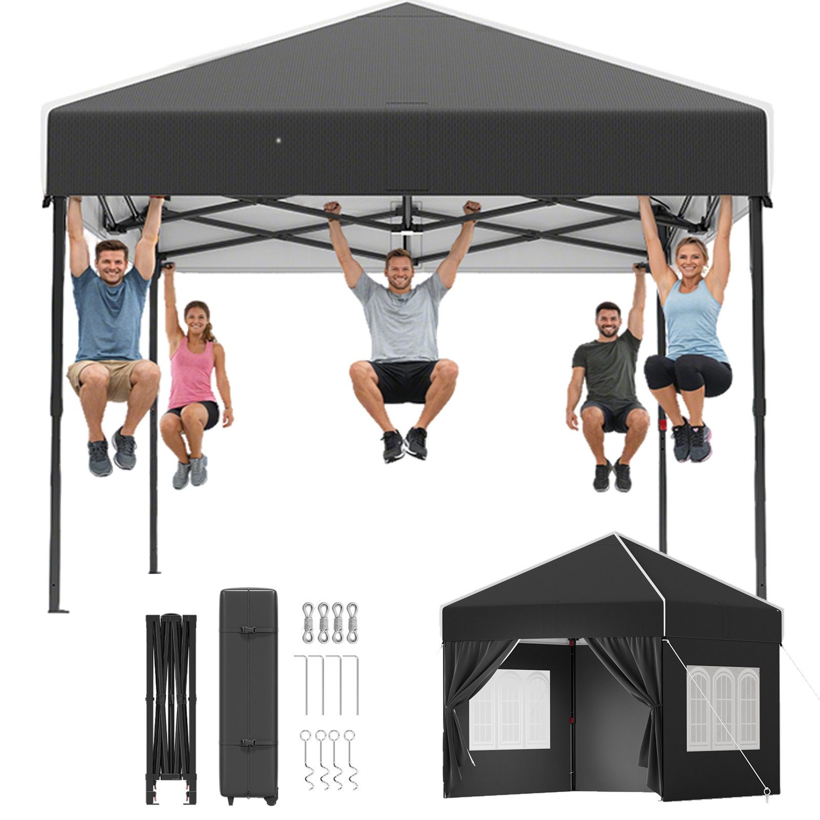 HOMALL Pavillon winterfest und wasserdicht 3x3/3x4.5/3x6m Faltpavillon Gartenpavillon, (mit Tragetasche & Sandsäcken, für Garten Camping), Spitzdach-Pavillon mit 4 abnehmbaren Seitenwänden