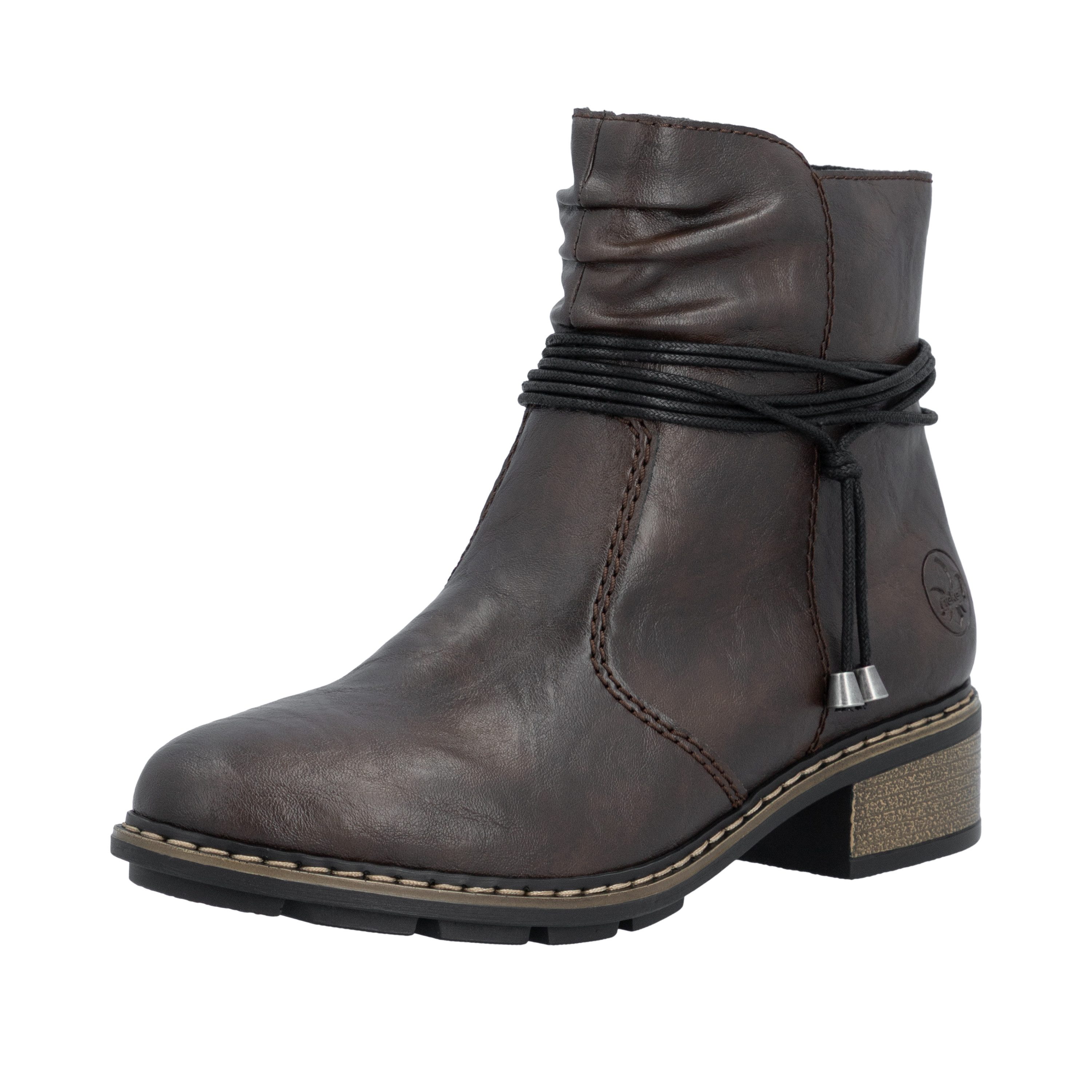 Rieker Winterstiefelette Reißverschluss-Boots mit Zierkordel und slouchy Schaft