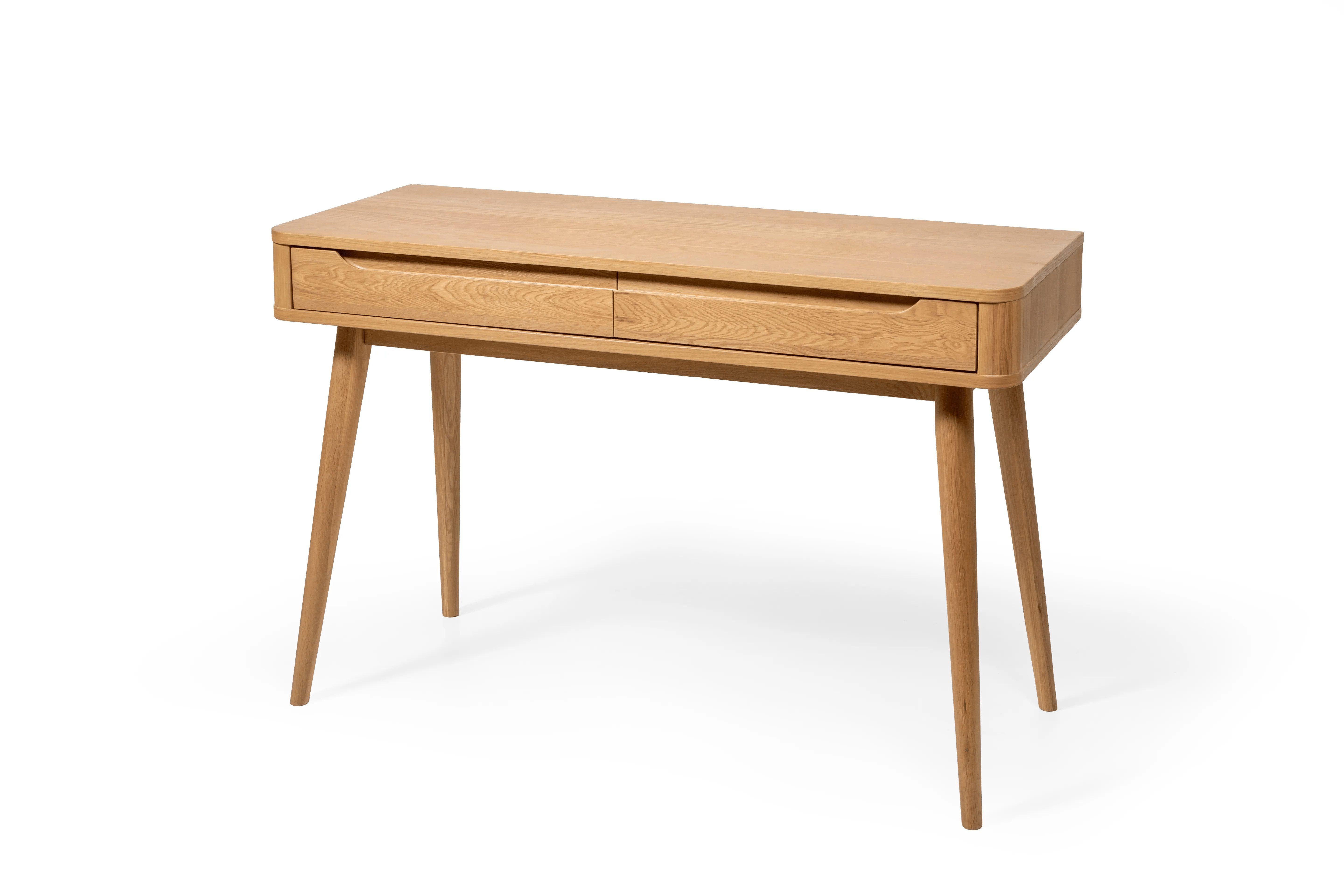 Woodek Design Konsolentisch Nora aus Eiche – mit Schubladen, matt lackiert (moderner, klarer Gestaltung, 1-St., Großzügige Ablagefläche), Kombination aus Massivholz und Furnier