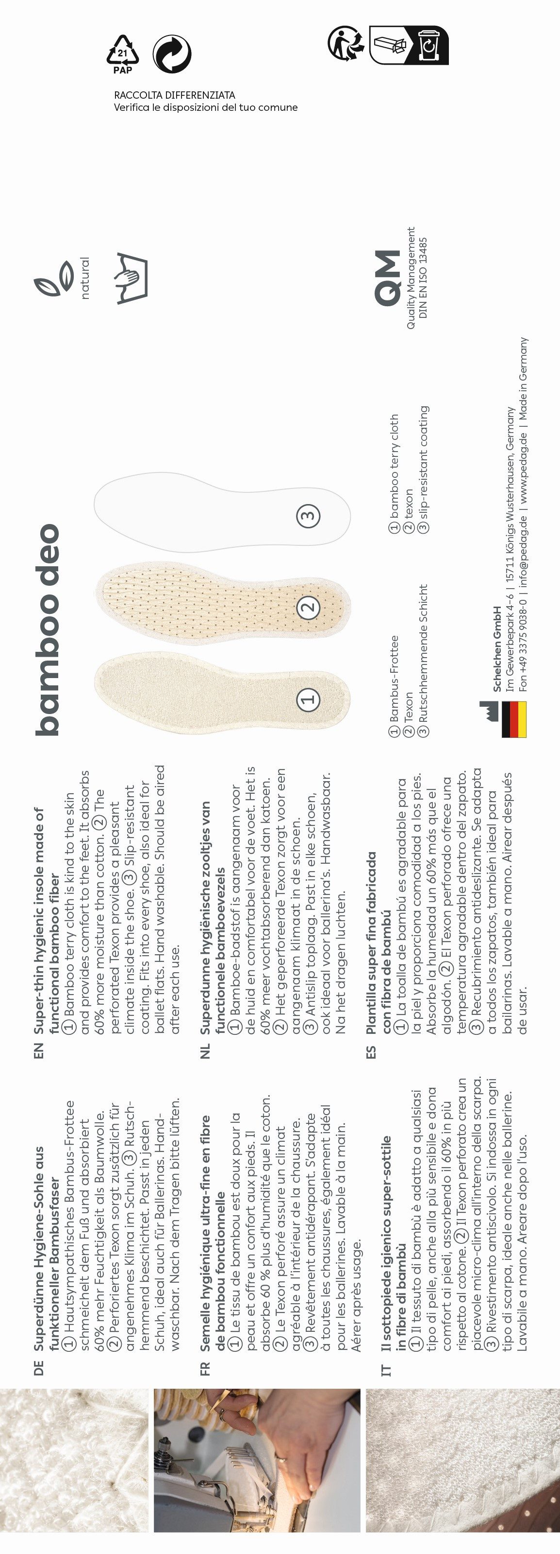 Pedag Barfußsohlen Bamboo Deo - Frischesohlen extra dünn – Bild 4 von 4