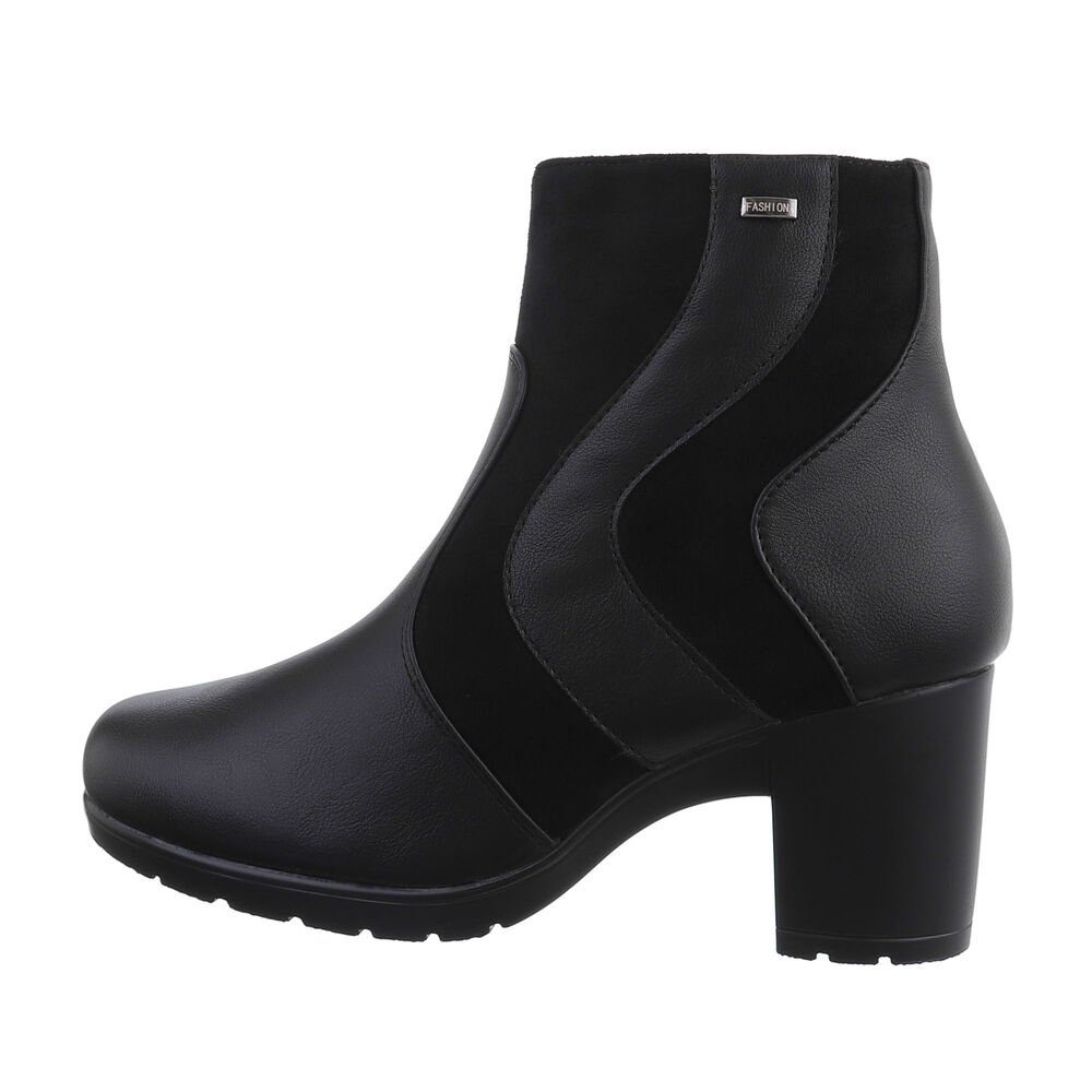 Ital-Design Damen Freizeit Stiefelette Blockabsatz Klassische Stiefeletten in Schwarz
