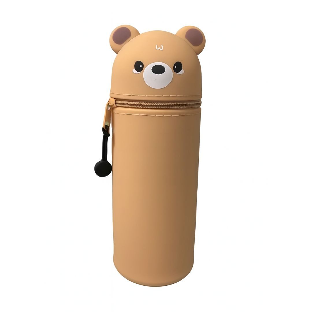 ZUKUNFTSENKEL Federmäppchen Etui Silikon Kinder Mäppchen, (Stiftebox für Schule Büro & Kindergarten, (Pinguin, Panda, Dino, Bär, Katze, Biene), Ausziehbares Federmäppchen mit Tier Design