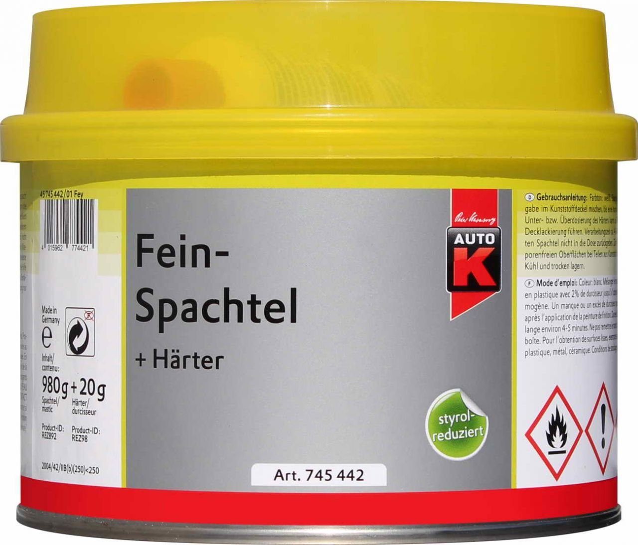 + Breitspachtel 1000g Feinspachtel Härter Auto-K Auto-K