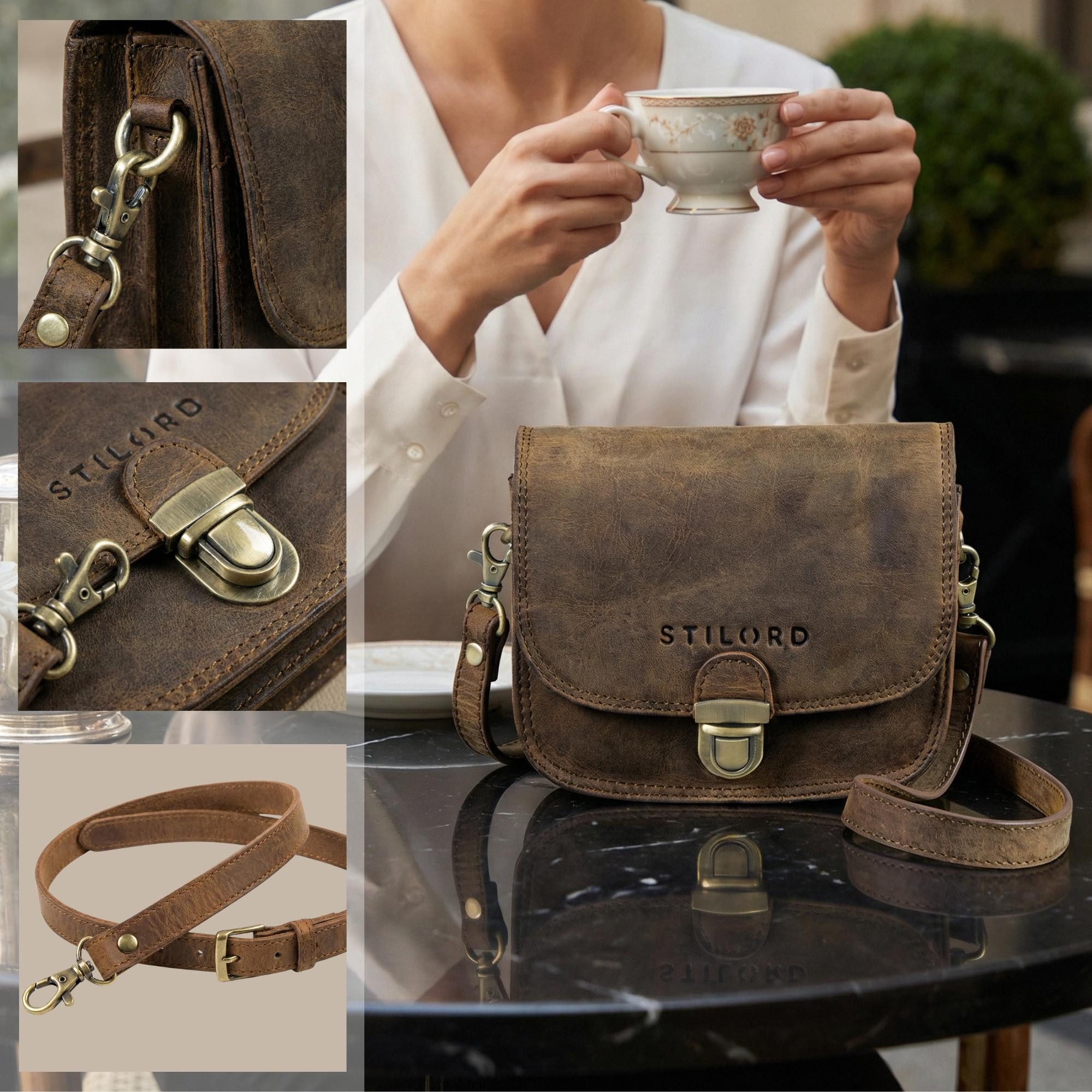 STILORD Handtasche "Maribel" Mini Umhängetasche Damen Leder mit Abnehmbaren Gurt – Bild 4 von 5