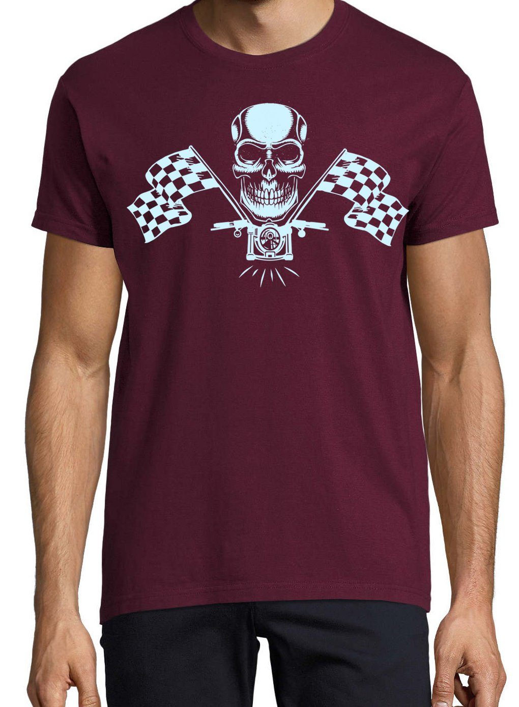 Youth Designz T-Shirt MotorradSkull mit Burgund Spruch lustigem Herren-Tshirt