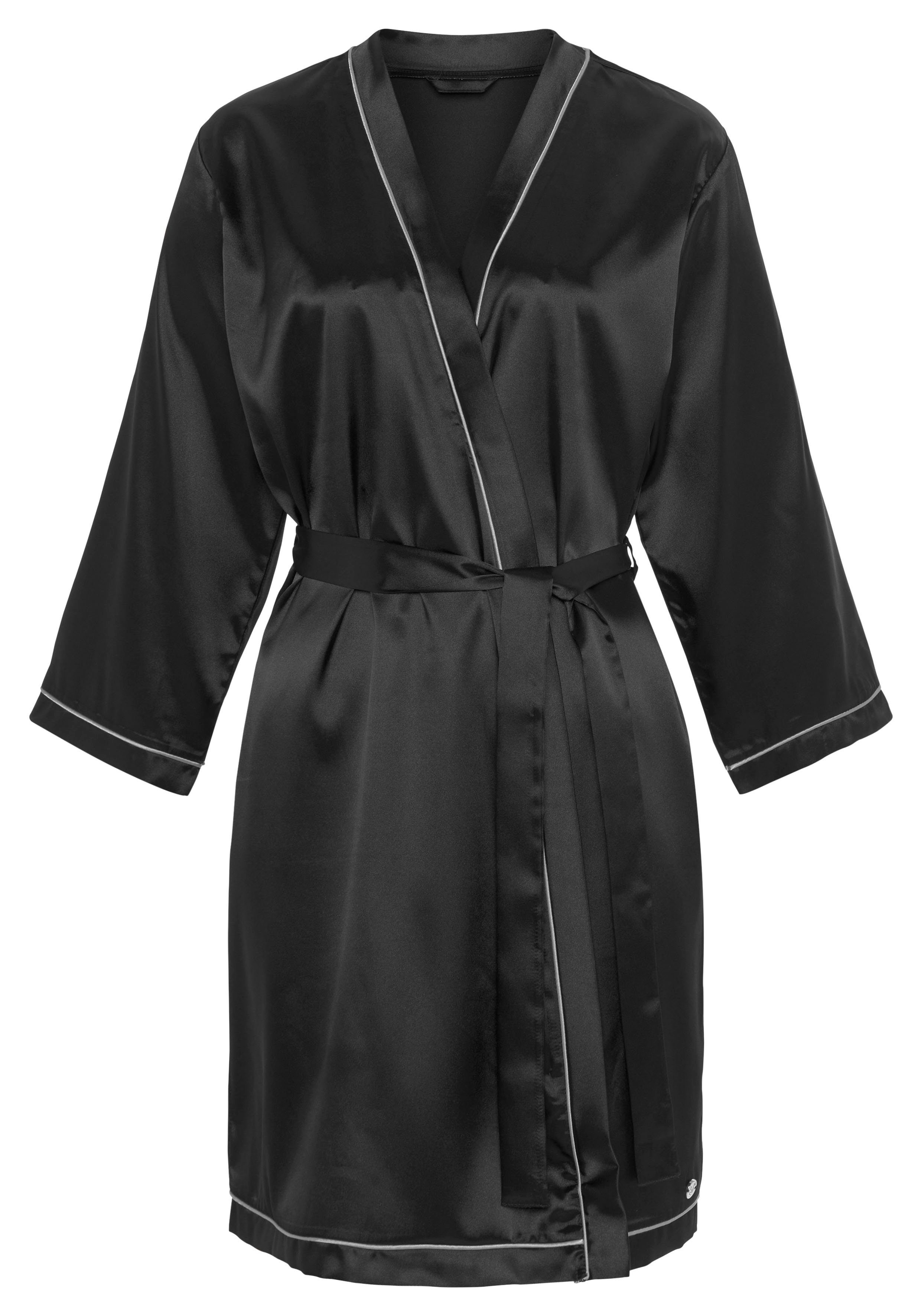 Bruno Banani Kimono, Kurzform, Satin, mit Kontrastpaspel-Details günstig online kaufen