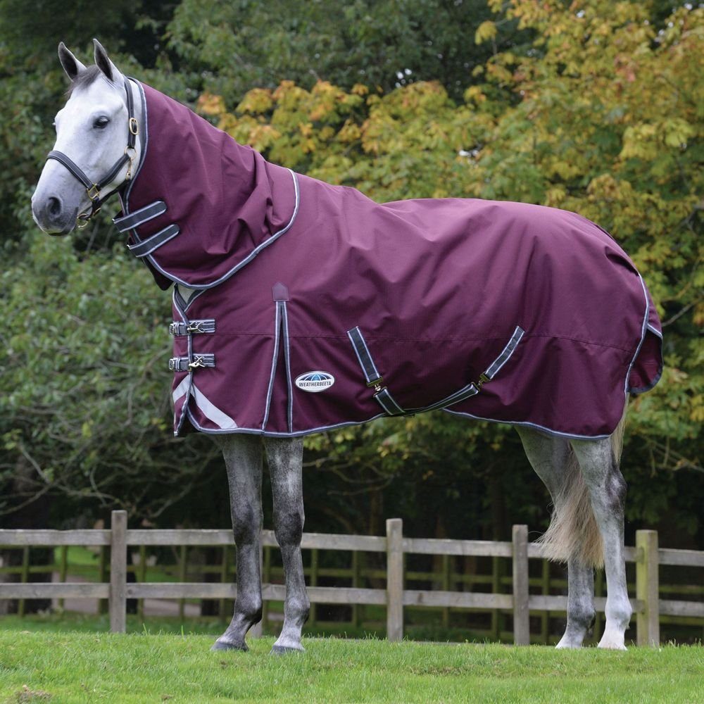 WeatherBeeta Pferde-Thermodecke Weatherbeeta Comfitec Plus Dynamic II Detach-A-Neck Medium/Lite 100g - maroon/grey/white
