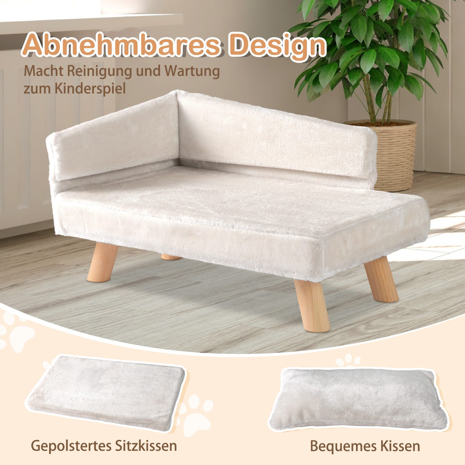 COSTWAY Tiersofa, Katzensofa, Katzenbett, mit 2 abnehmbaren Kissens