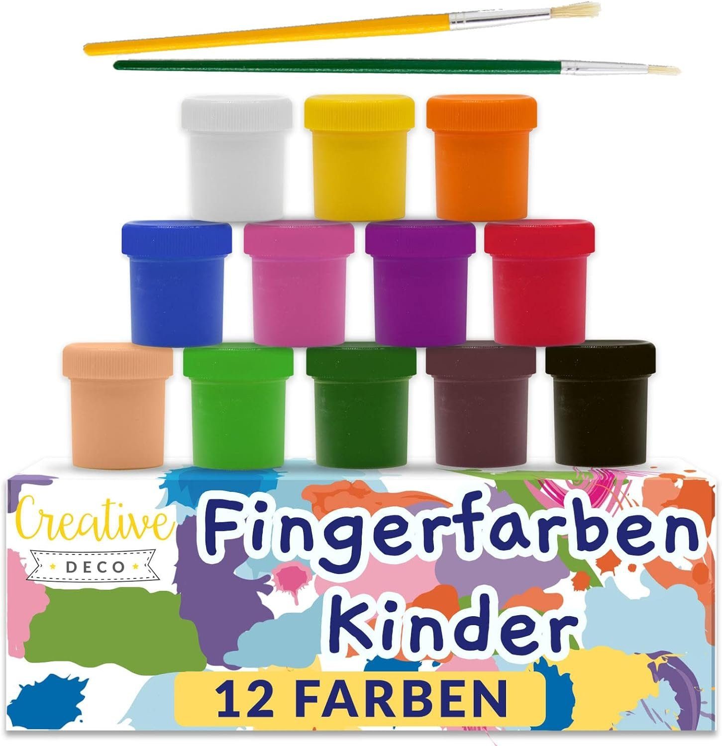 Creative Deco Fingerfarbe Fingerfarben Kinder Ungiftig Bastelfarben 20 ml x 20 Becher, auf Wasserbasis