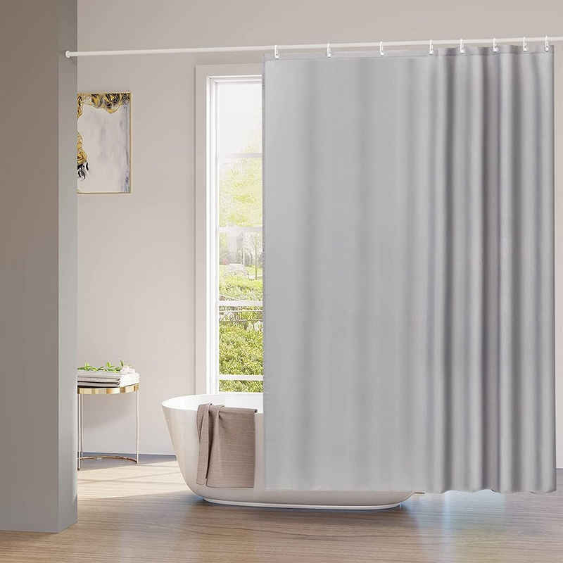Woltu Duschvorhang Breite 120 cm (1-tlg), Badvorhang Anti-schimmel Waschbar Badewanne Vorhang Grau 120x180 cm