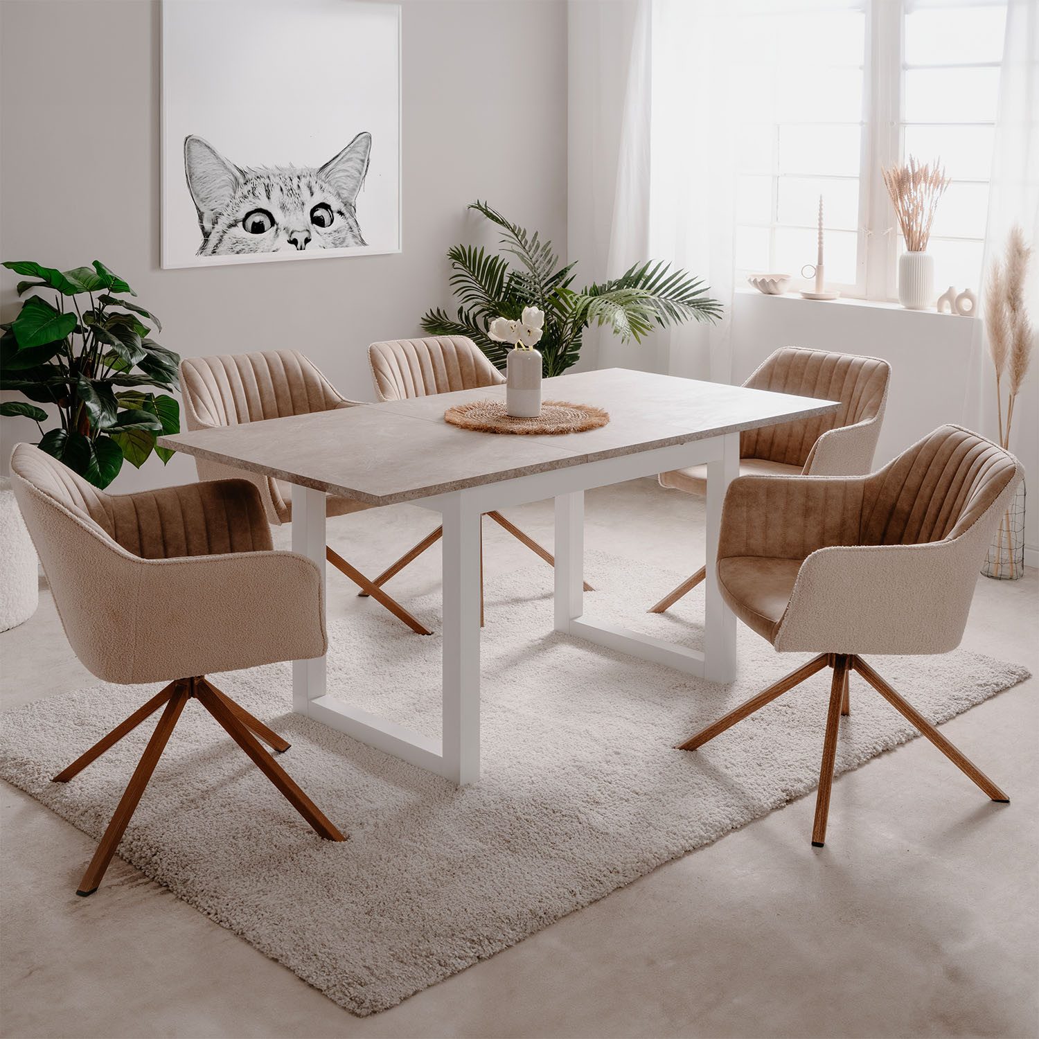 Homestyle4u Esstisch 80x120 bis 80x160 erweiterbar Massiv Esszimmer Weiß Sa günstig online kaufen