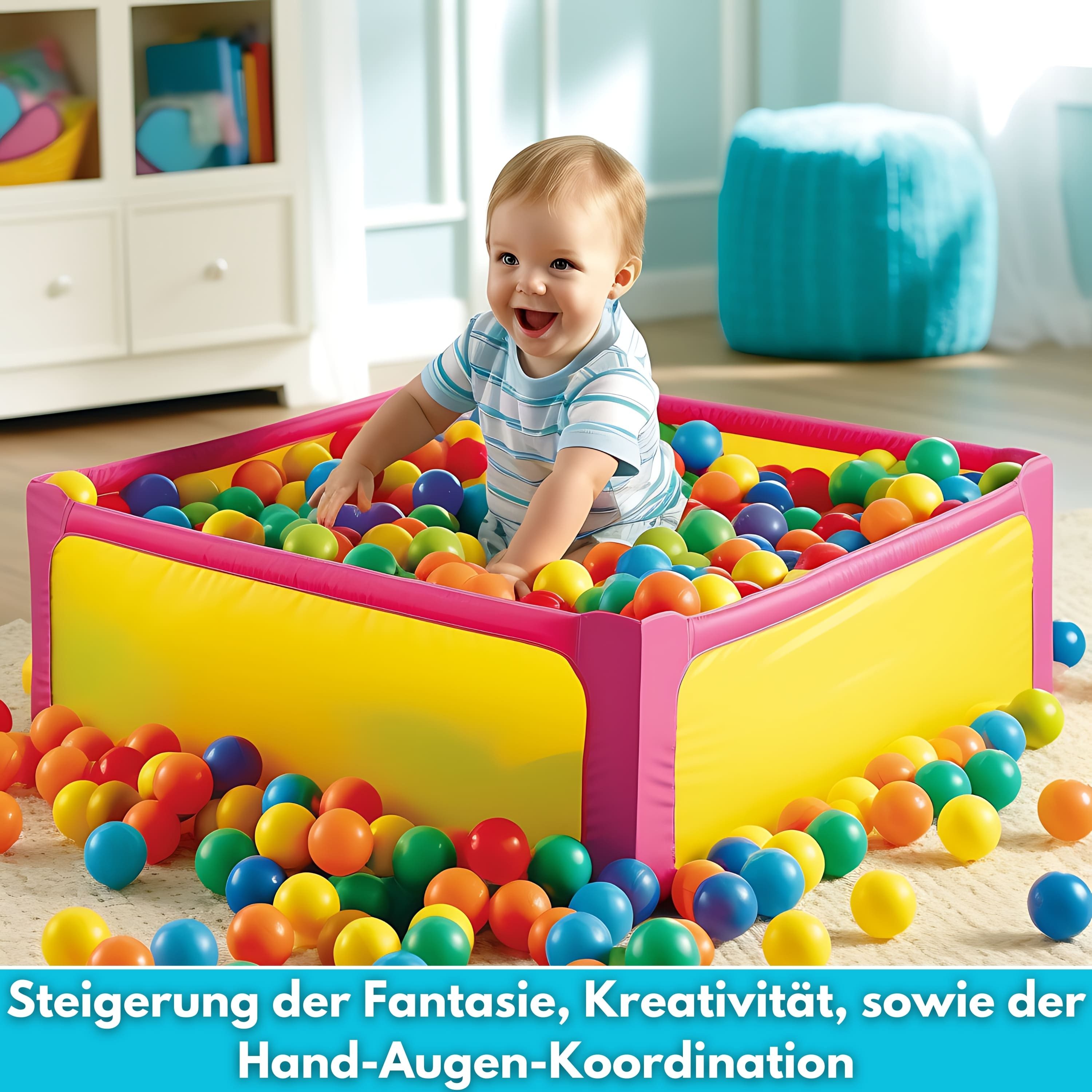 ecosa Bällebad-Bälle EO-1091 100 Stk. (Set, 100er-Pack OHNE Absperrung oder Bällebäder), 100 Stück,ø 6 cm,Zertifiziert,Keine Schadstoffe