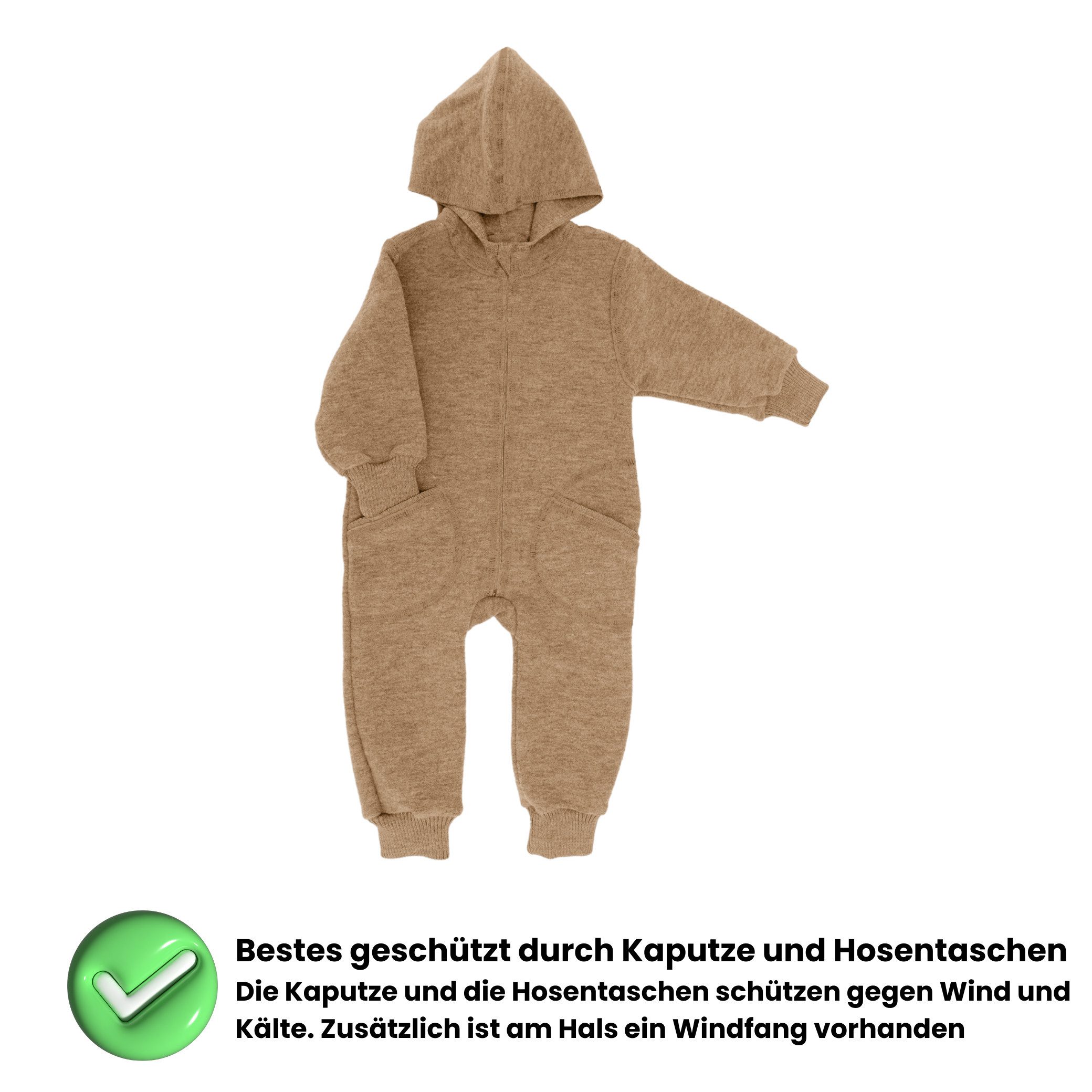 Kinderhaus Blaubaer Schlafoverall Baby-Overall mit Kapuze & Mulltuch Blaubaer