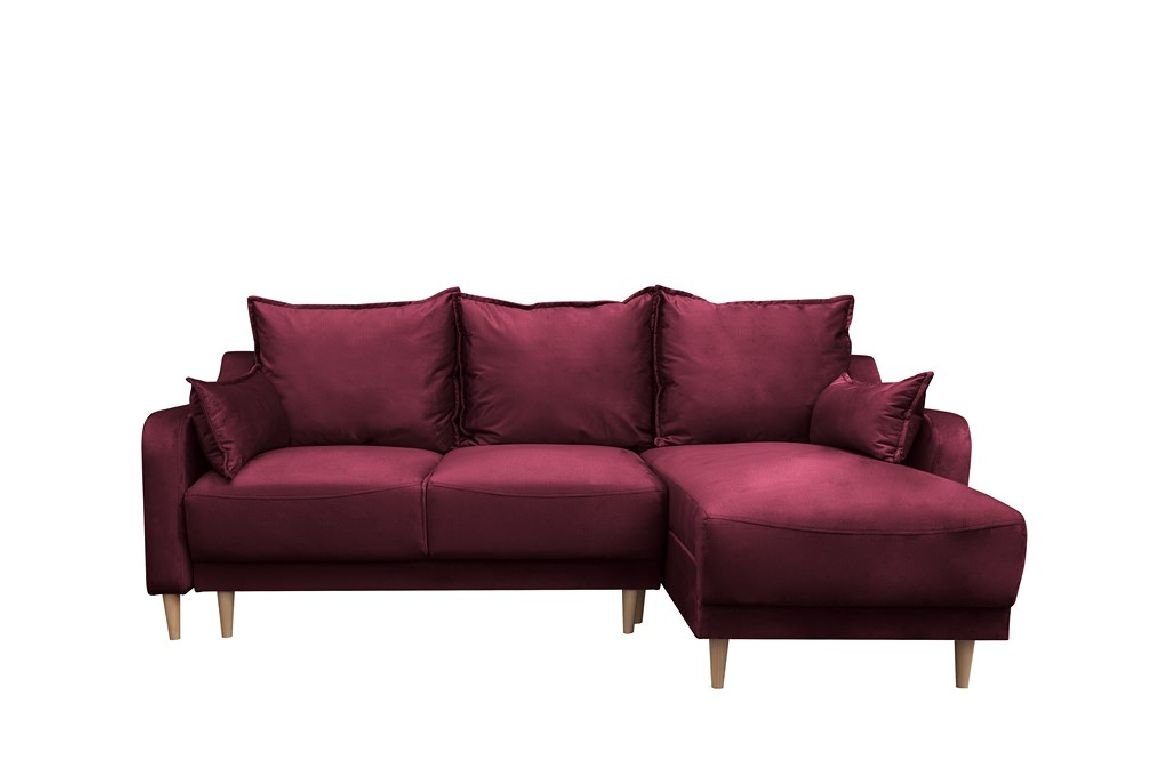 JVmoebel Ecksofa L-Form Sofa Designer Sofa mit Bettfunktion Bettkasten Schlafsofa, Mit Bettfunktion Rot