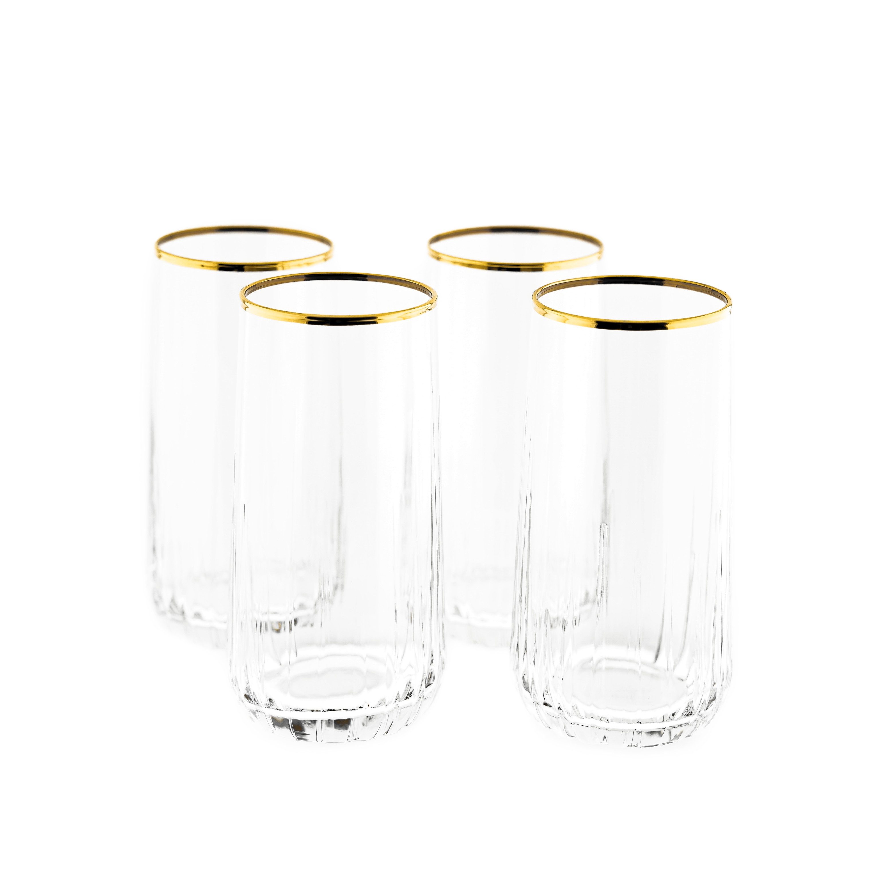 Pasabahce Cocktailglas Trinkglas Set 4-teilig mit elegantem Goldrand 360 ml Cocktailgläser