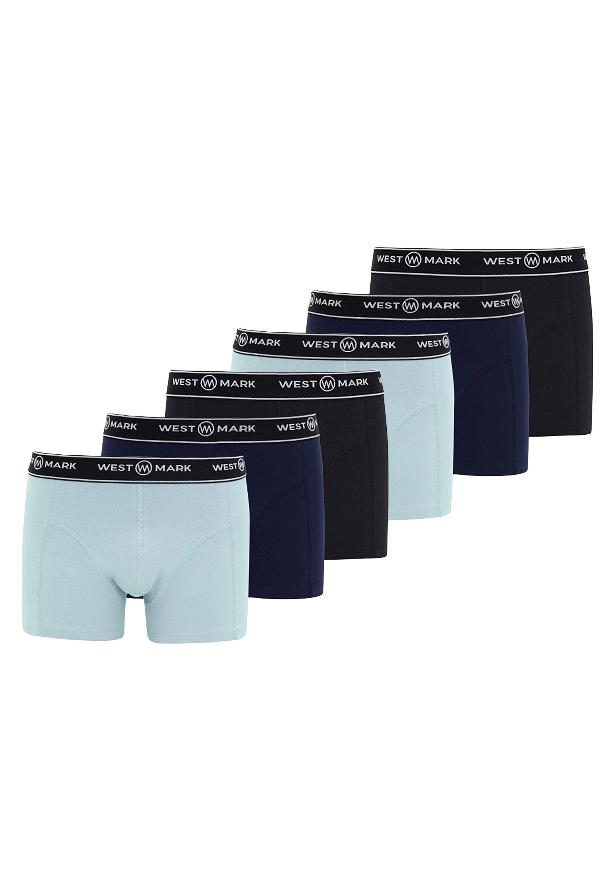 WESTMARK LONDON Retro Boxer 6er Pack Atlas (Spar-Set, 6-St) Retro Short / Pant - Baumwolle - Ohne Eingriff - Black / Navy / Blue