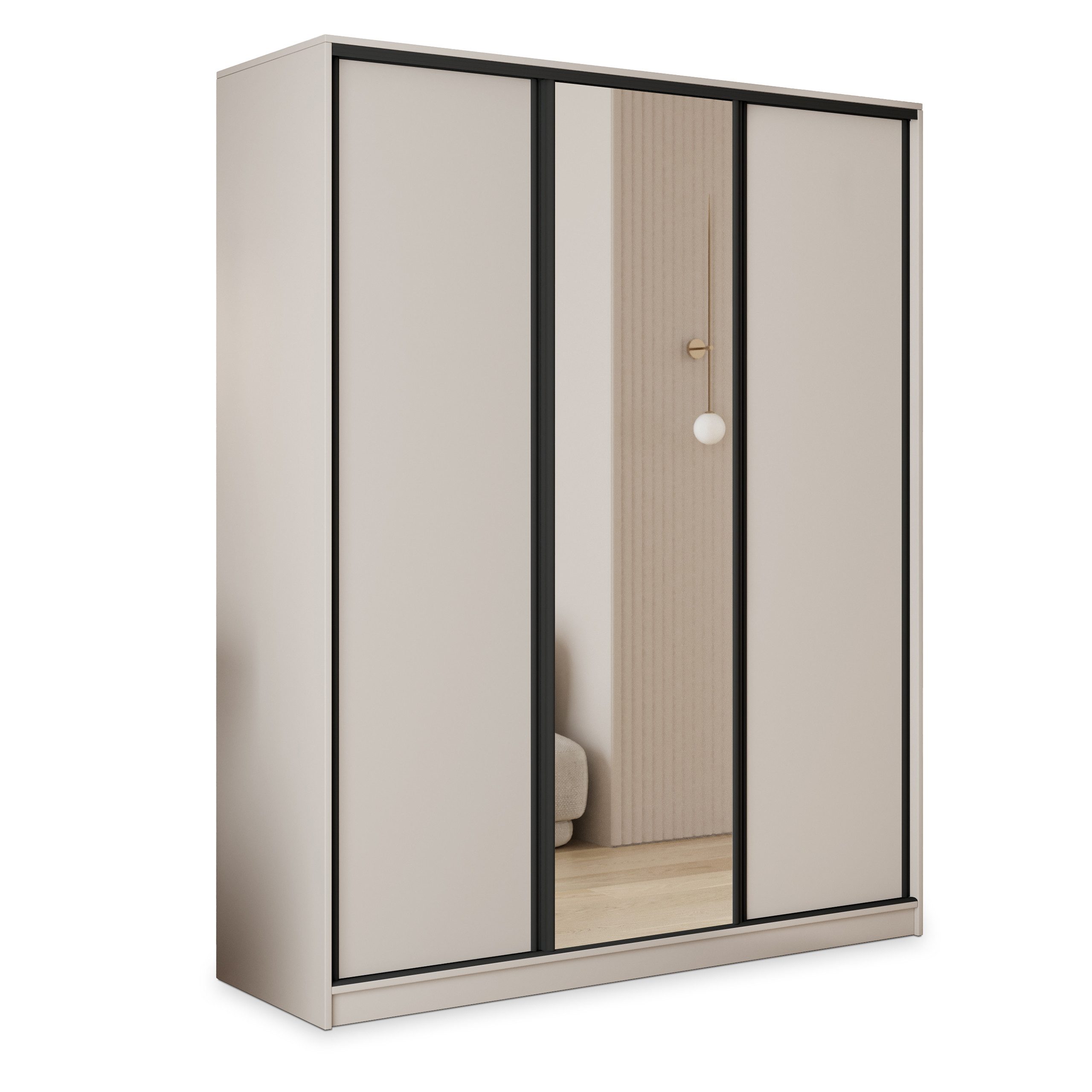 Masseno Schwebetürenschrank TARI Kleiderschrank mit Spiegel und Schubladen Schlafzimmerschrank