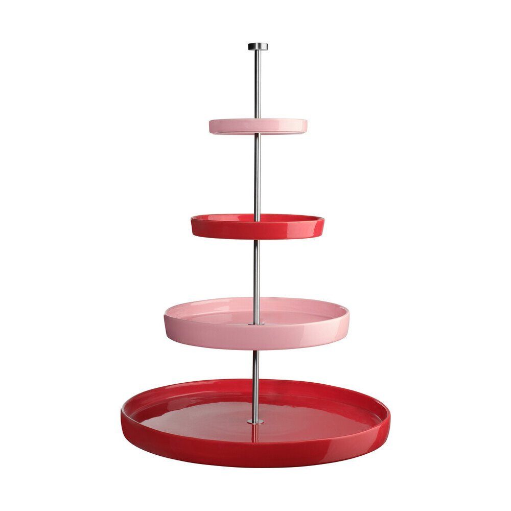 ASA SELECTION Etagere Etagere 4-stufig Joy Strawberry Smoothie, Steingut, (1-tlg), Etagere, Ø41cm, Steingut, mehrfarbig