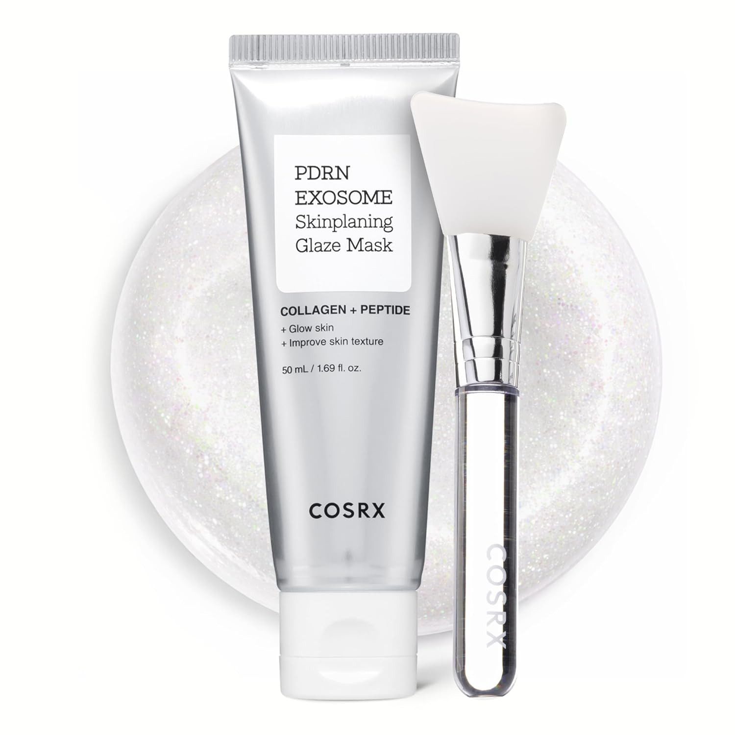 Cosrx Gesichtsmaske PDRN Exosome Skinplaning Glaze Mask 50 ml – Koreanische Peel-off Gesichtsmaske mit Lachs-DNA, Exosomen, Niacinamide & PHA für, glattere Haut, Glow & verbesserte Hauttextur – inkl. Silikonpinsel