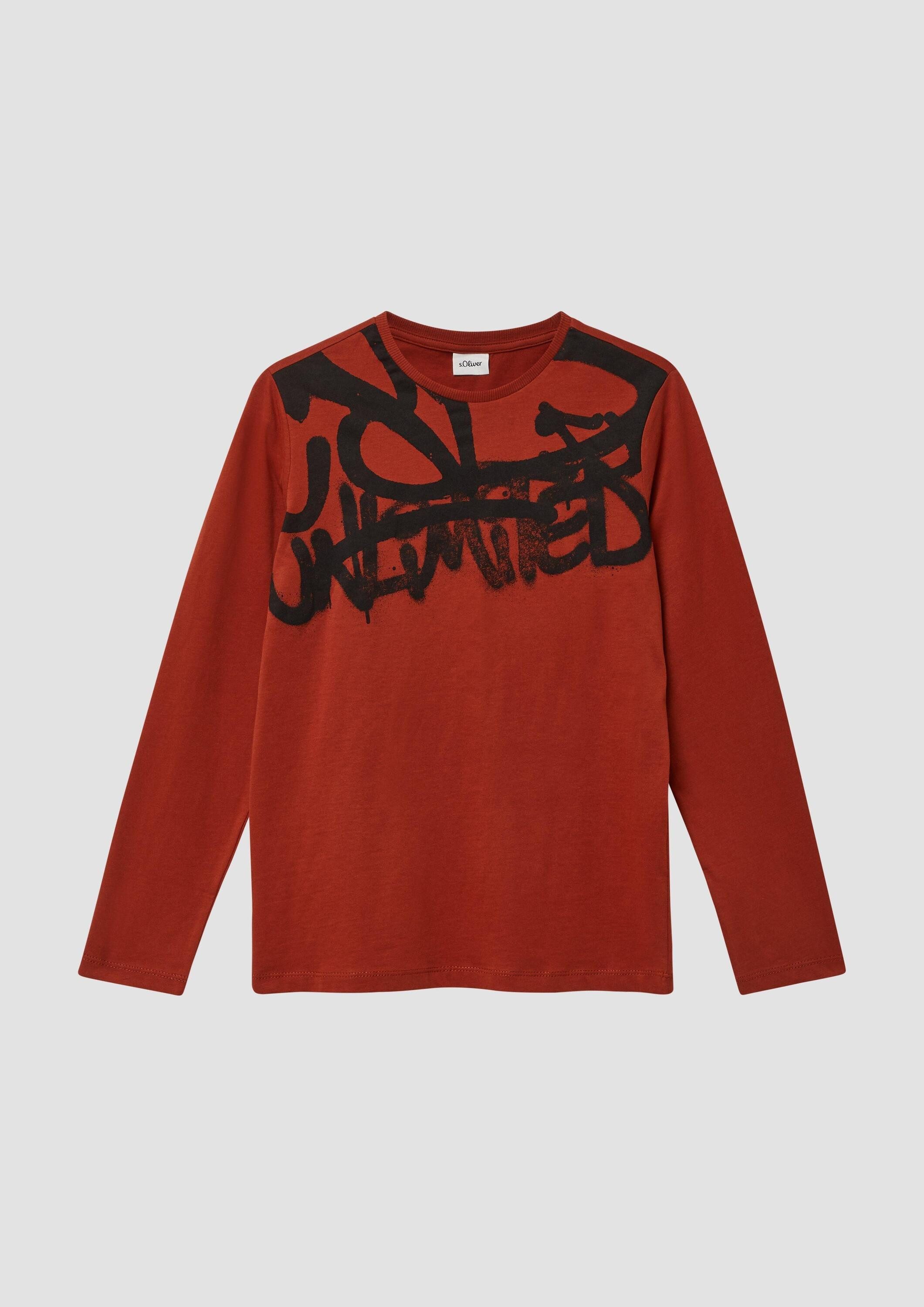 s.Oliver Langarmshirt T-Shirt Longsleeve mit Graffiti-Print