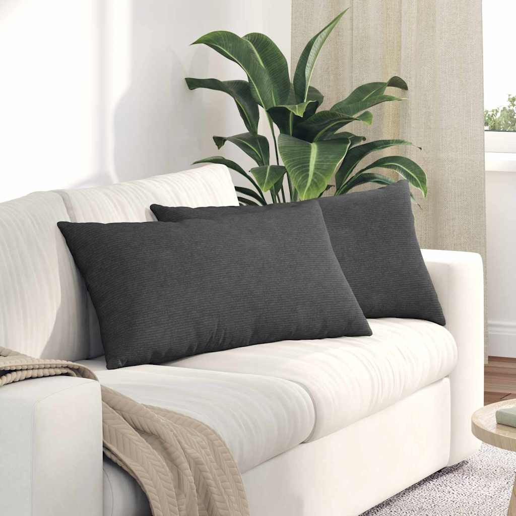 vidaXL Sitzauflage Sofakissen 2 Stück Dunkelgrau 80 x 40 cm Cordstoff, (2 St) – Bild 2 von 5
