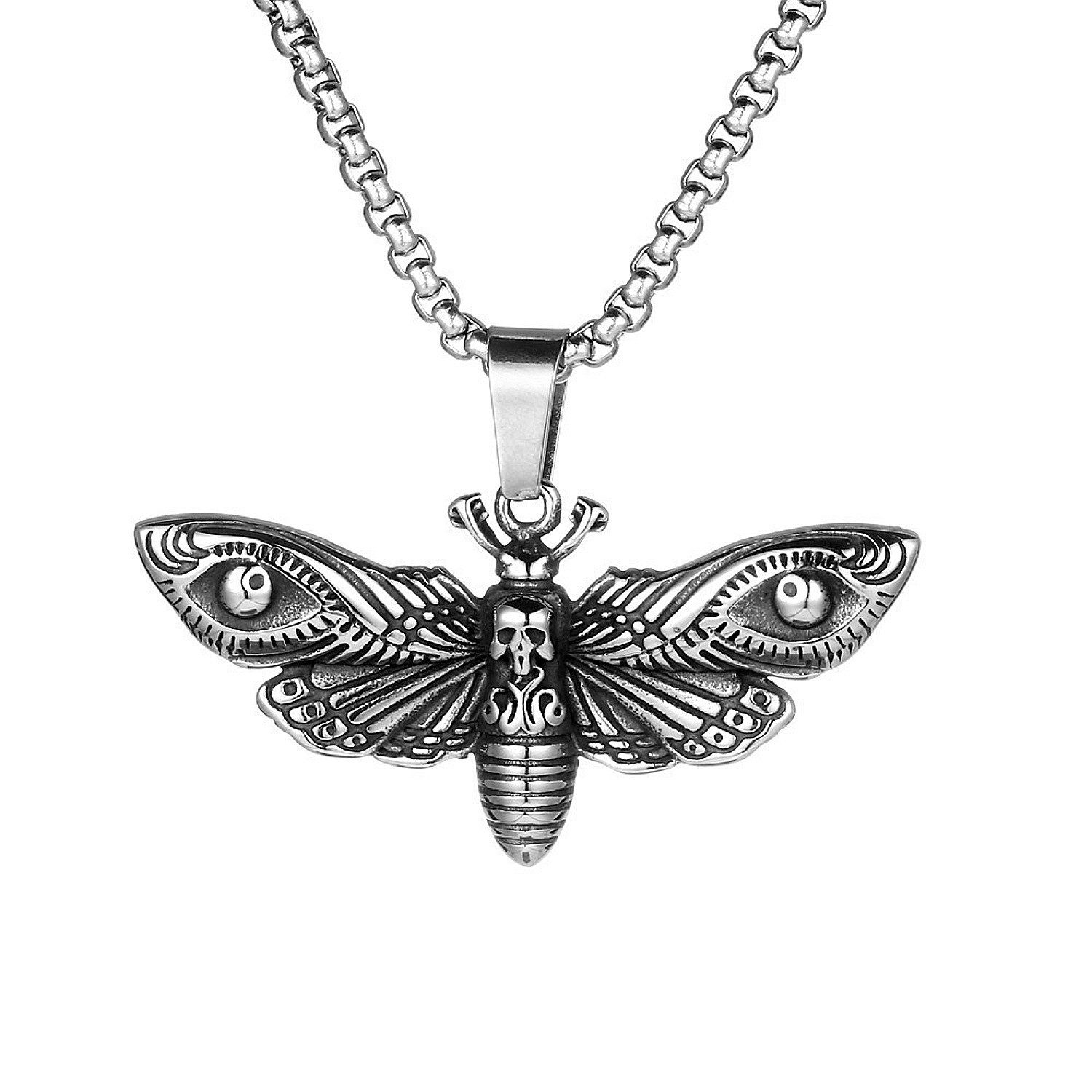 Kette mit Anhänger Halskette mit Anhänger Motte Silber Herren Edelstahl