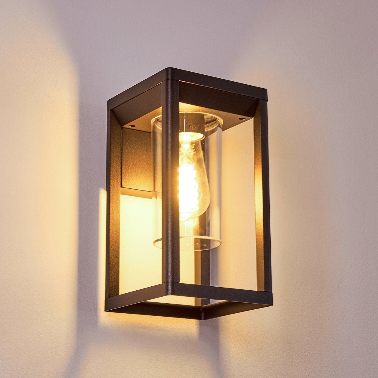 Außen-Wandleuchte aus Leuchtmittel, Außenleuchte in E27en, mit Wandleuchte/Cube »Sbarre« Wandlampe ohne hofstein Lichteffekt Außenmoderne Schwarz, mit Metall/Kunststoff