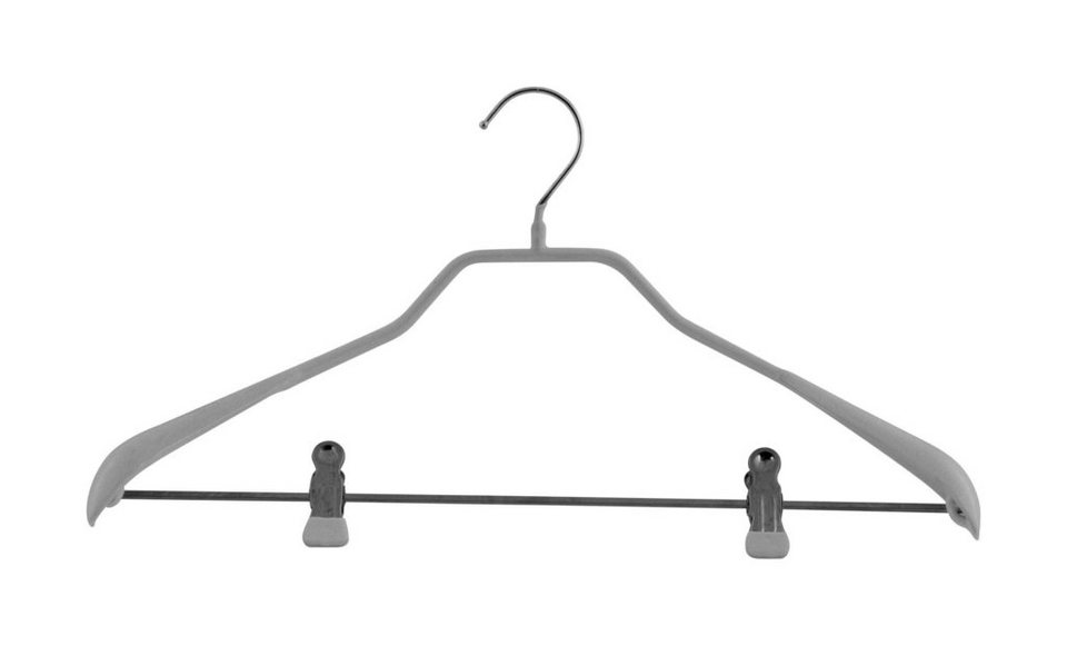 MAWA Kleiderbügel MAWA Bodyform/LK Rundstahl-Kleiderbügel mit breit  ausgeformter belastbarer Schulterauflage, aus 4,6 mm Rundstahl,  körpergeformt, mit zwei verschiebbaren Clips, geeignet für Oberbekleidung, ( 5-tlg)