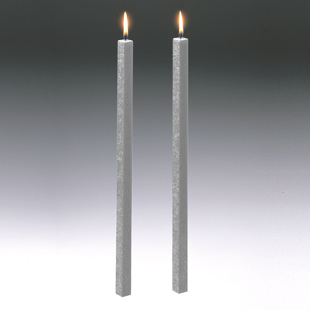 Amabiente Tafelkerze Kerze CLASSIC silbergrau 40cm - 2er Set