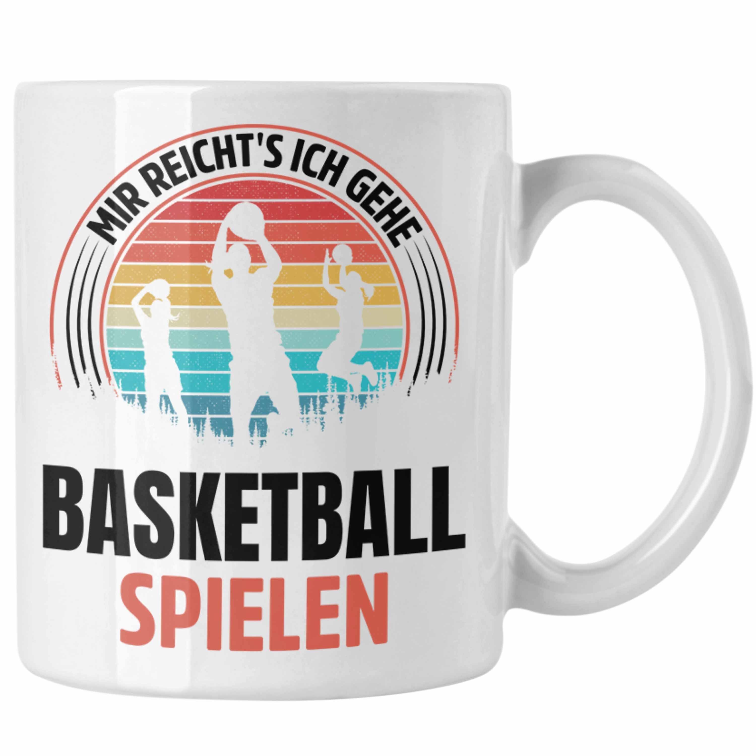 Trendation Tasse Mädchen Basketballspielerin Geschenkidee Tasse Frauen Basketball Weiss