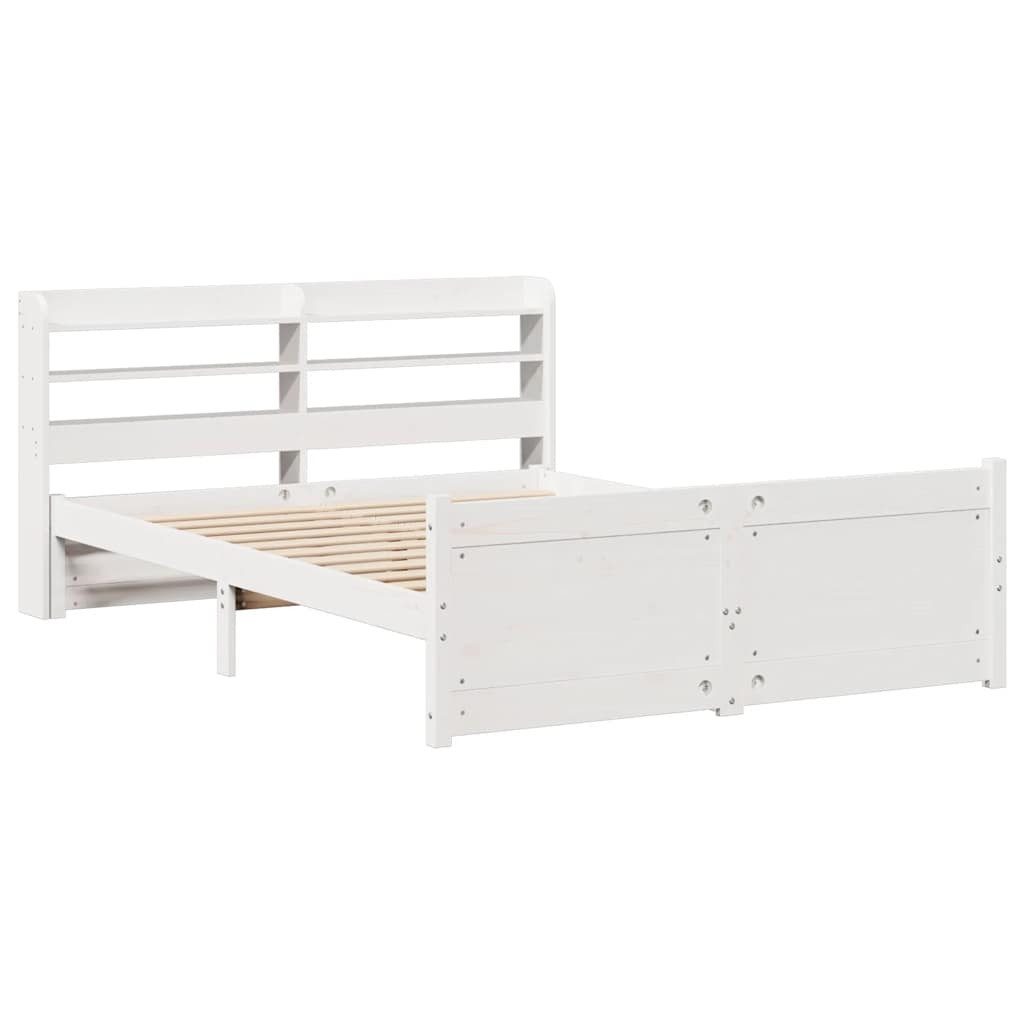 vidaXL Bett Bettgestell mit Kopfteil ohne Matratze Weiß 140x200 cm