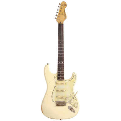 VINTAGE E-Gitarre, Icon V6MRTBG Blugocaster Distressed White