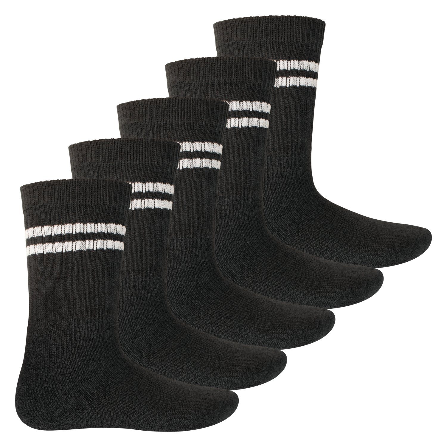 MT Tennissocken Kinder Freizeit Socken (5/10 Paar) Tennissocken Mädchen & Jungen (5-Paar) 5 x Schwarz | Socken