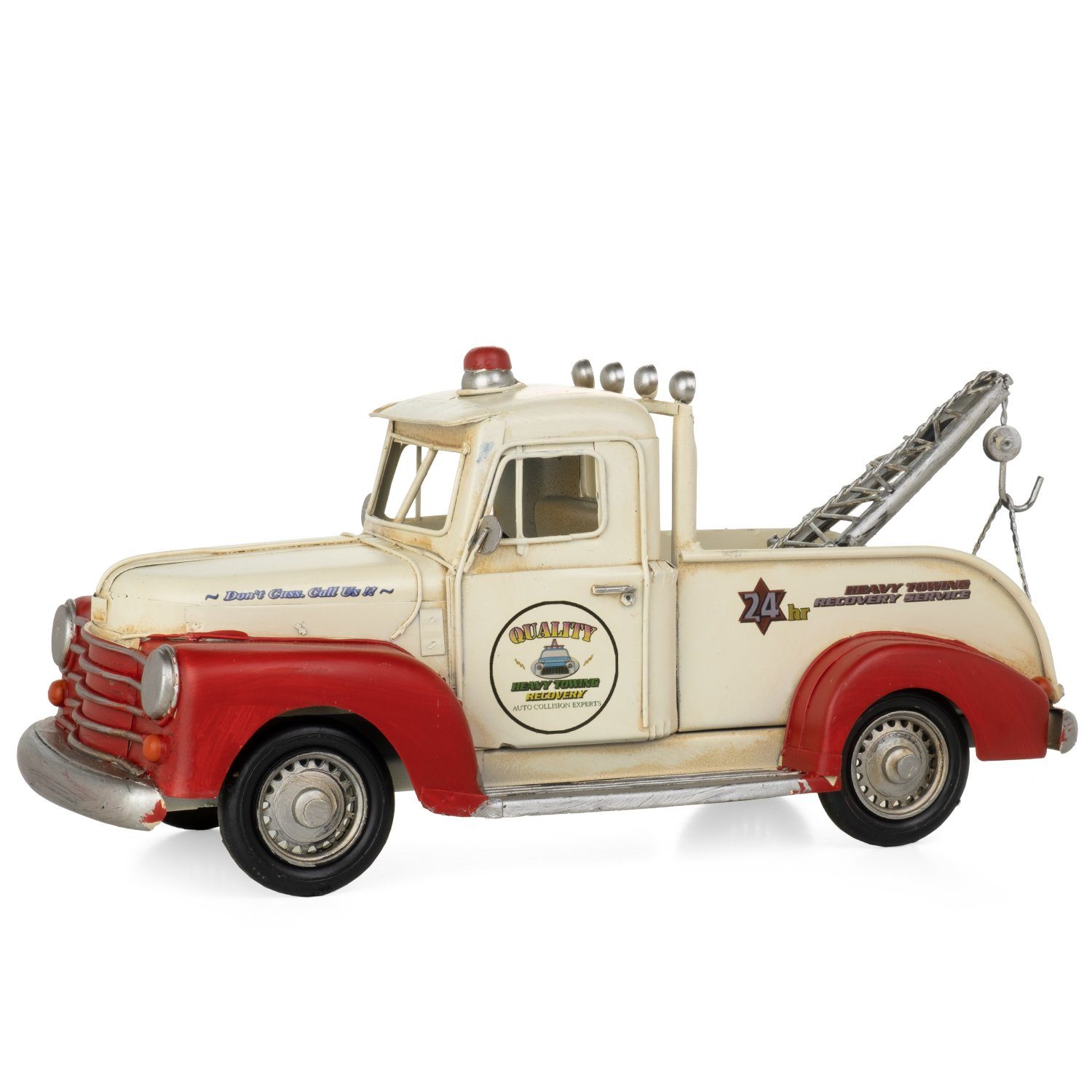 Moritz Dekofigur Blech-Deko Auto Abschleppfahrzeug weiß rot, Polyresin Figu günstig online kaufen