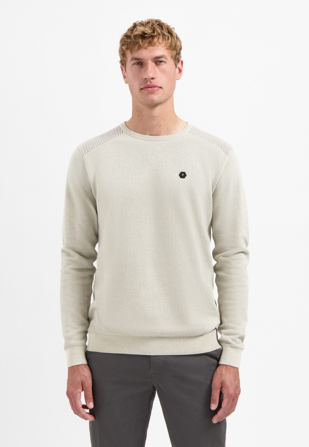 NO EXCESS Strickpullover Pullover Crewneck Plated Structure Knit 013